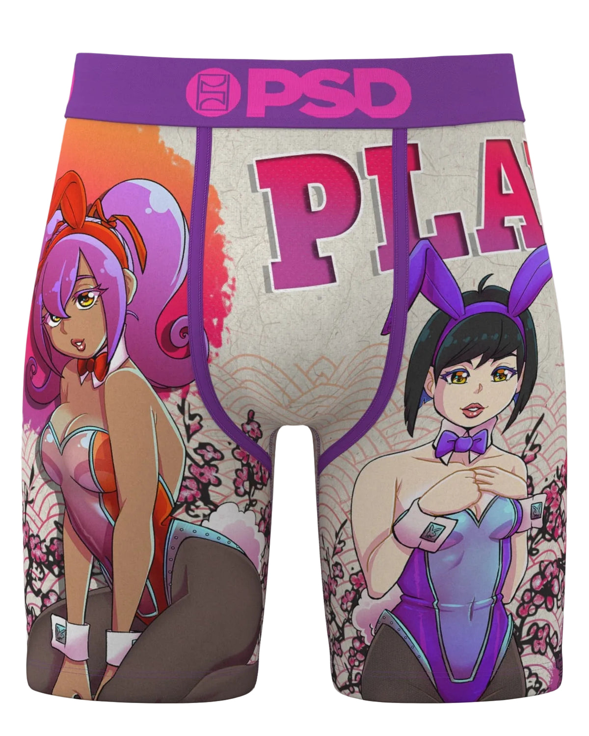 Pair of underwear with cartoon characters on a gray background