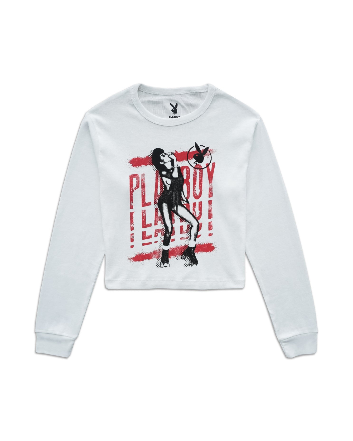 PLAYBOY WOMEN'S ROLLER CROP L/S TEE