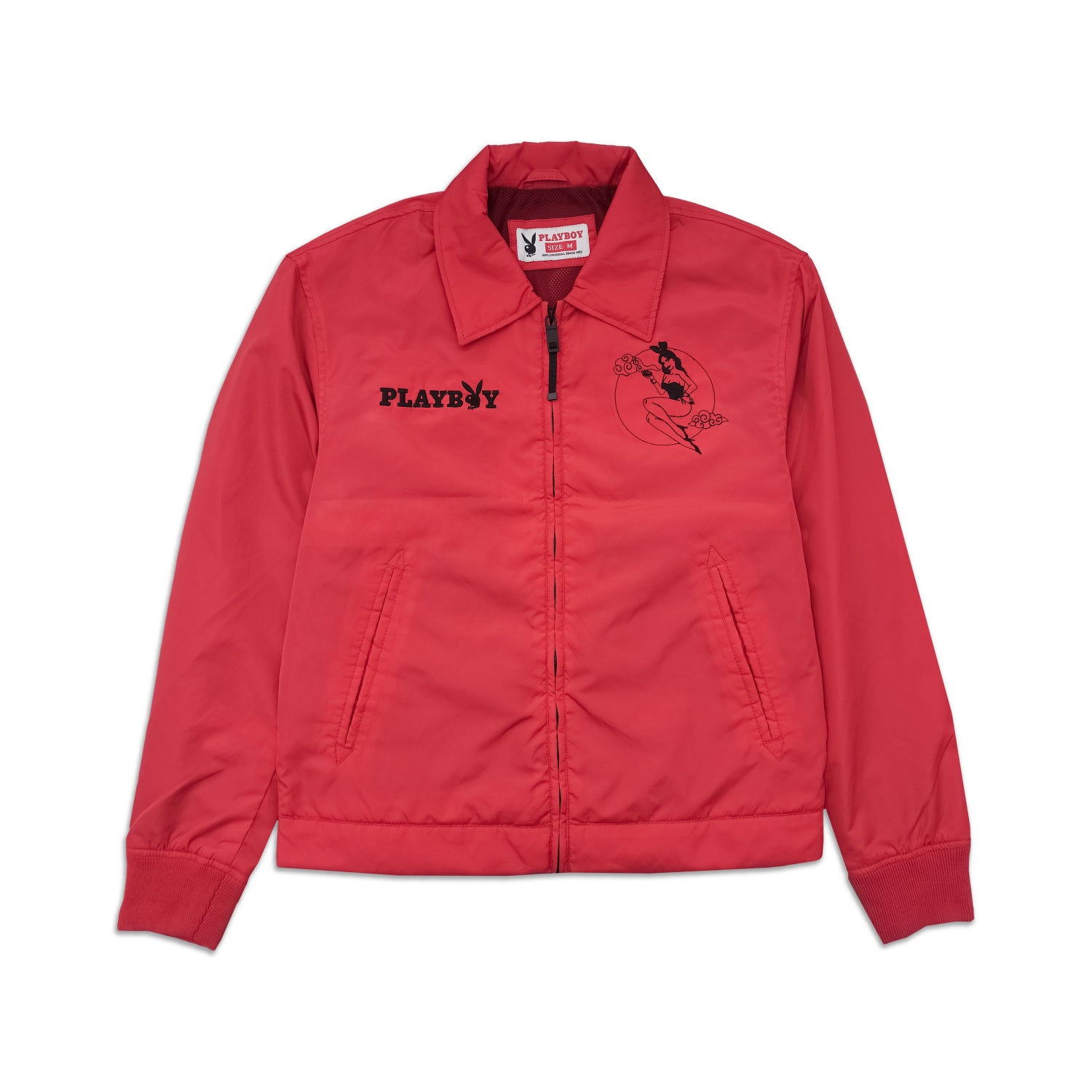 Red jacket with Playboy logo on a white background