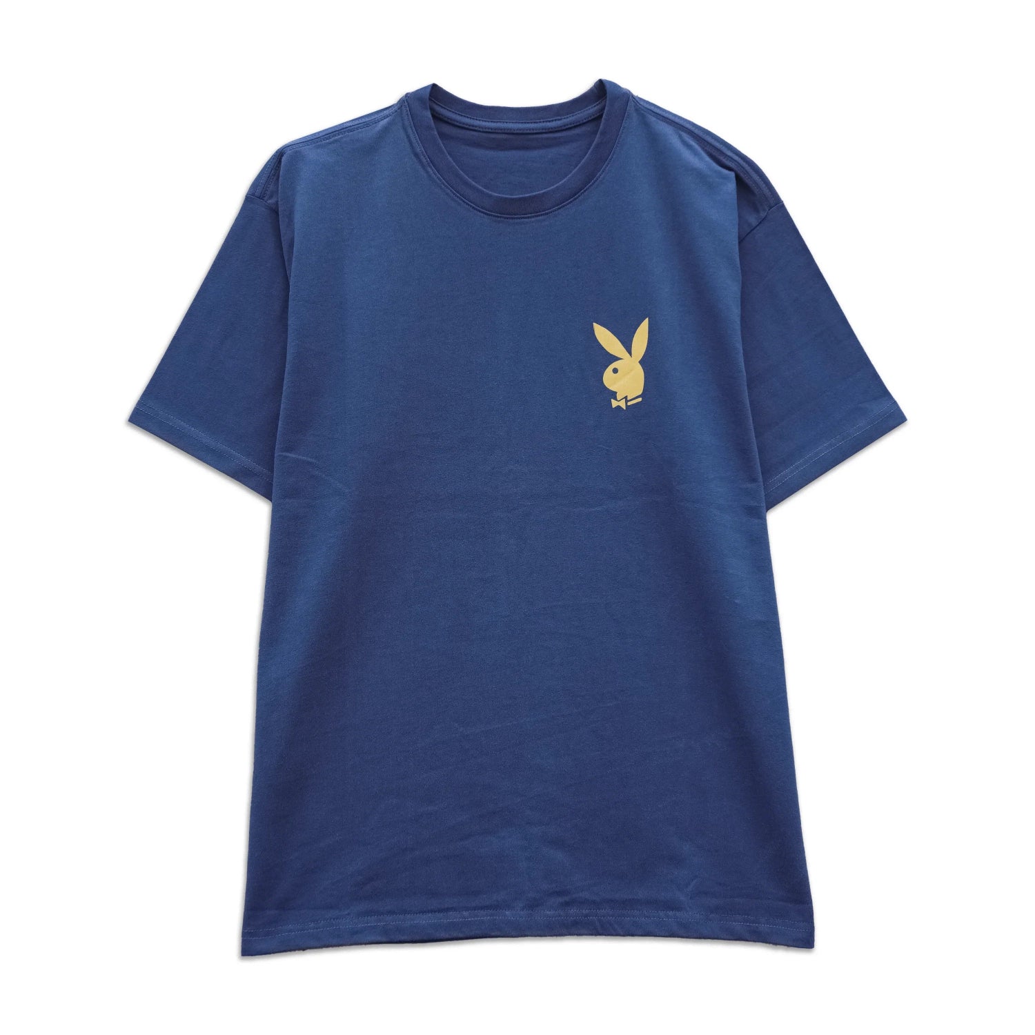 Purple unisex t-shirt with gold bunny logo on the chest, short sleeves, crew neck