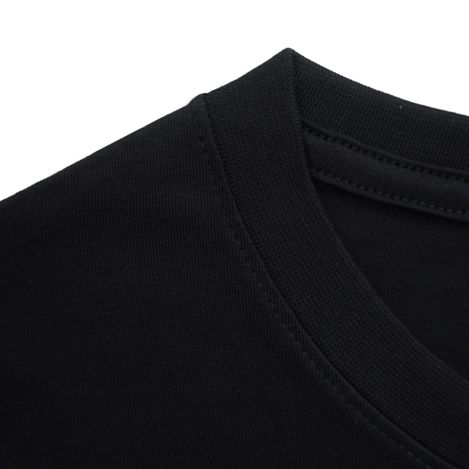 Close-up of a black garment with a white background