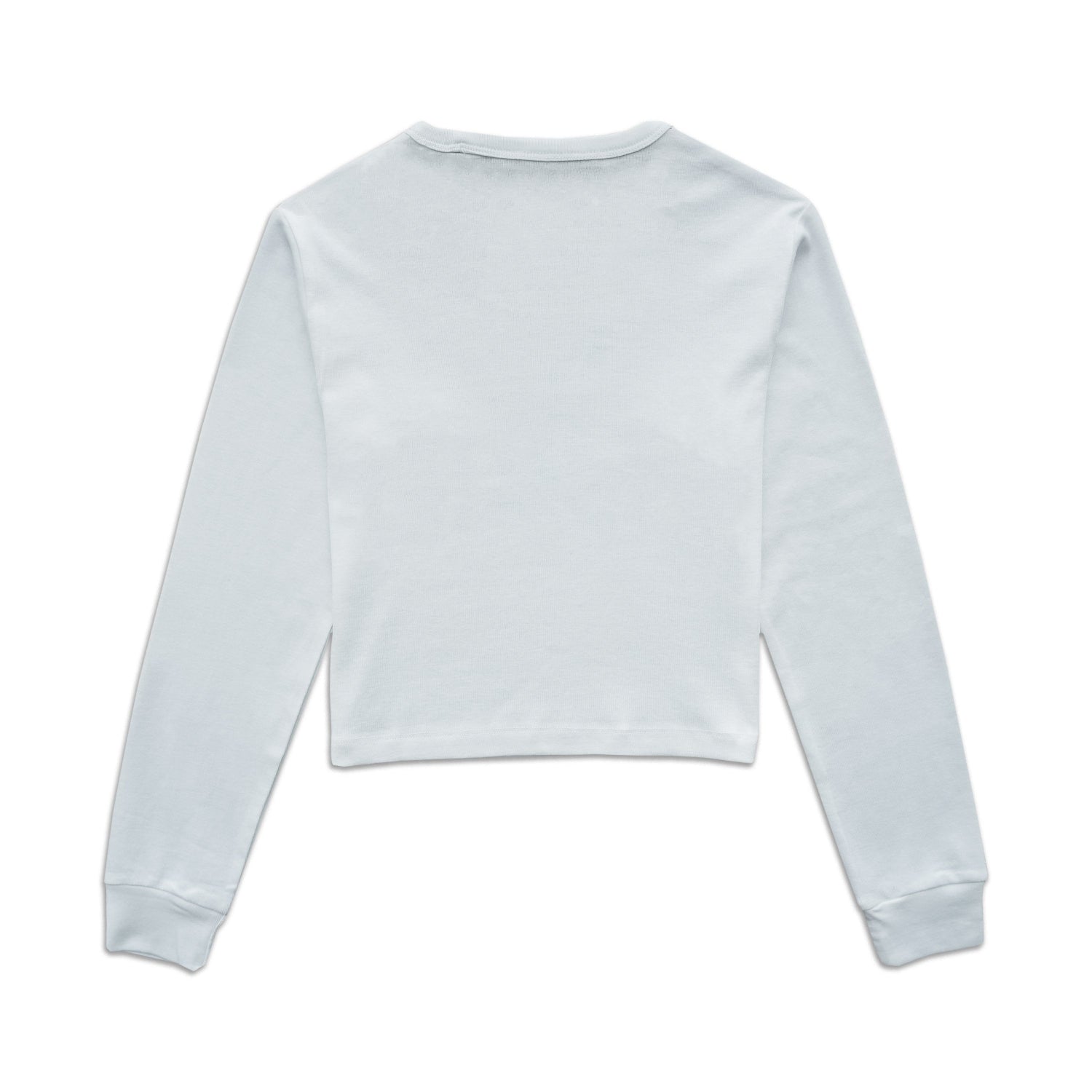 White long-sleeve crop top on a white background