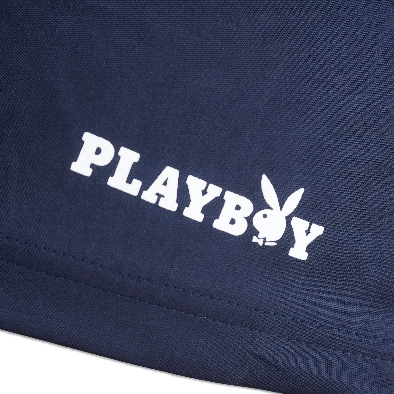 Navy blue fabric with 'Playboy' logo in white