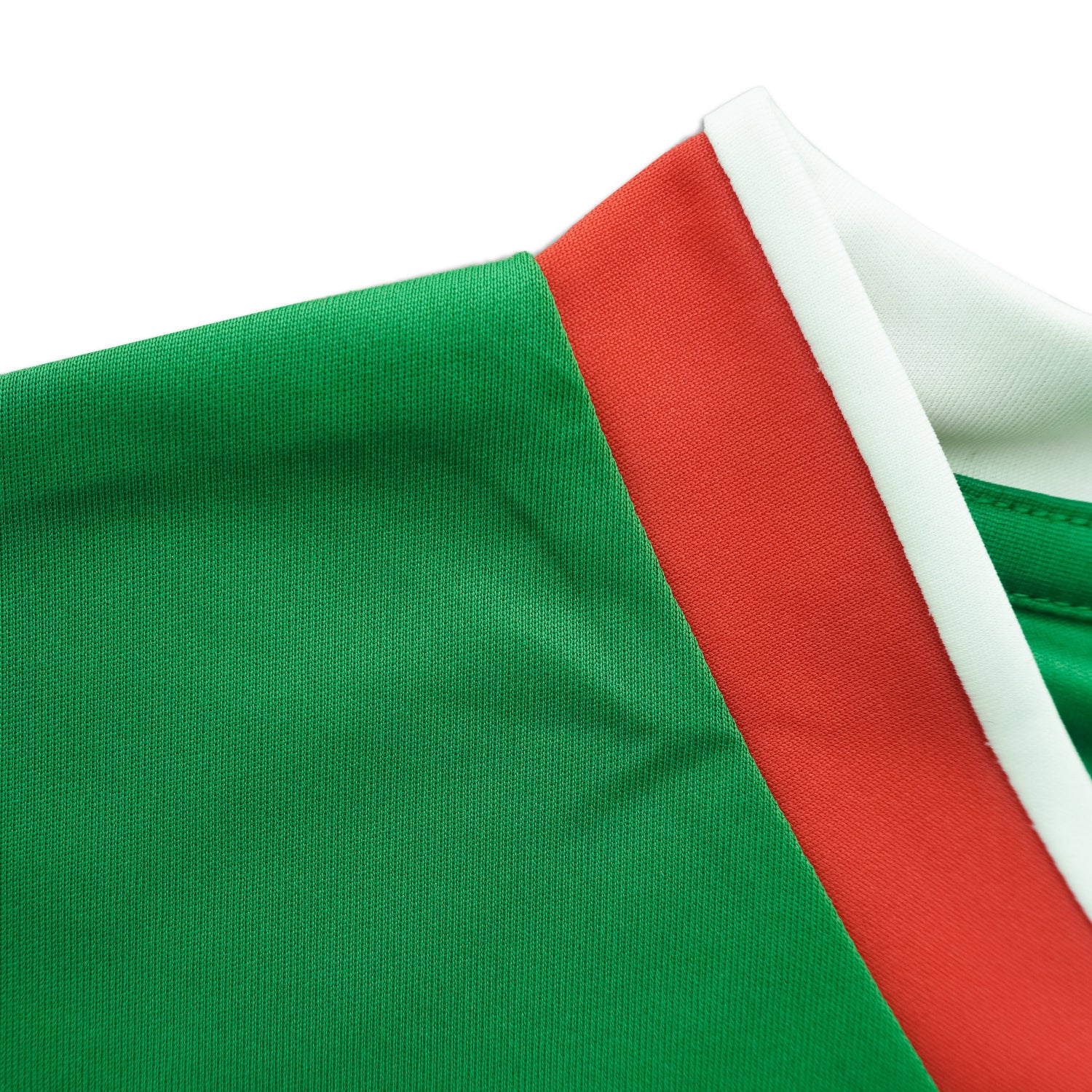 Close-up of green, red, and white fabric