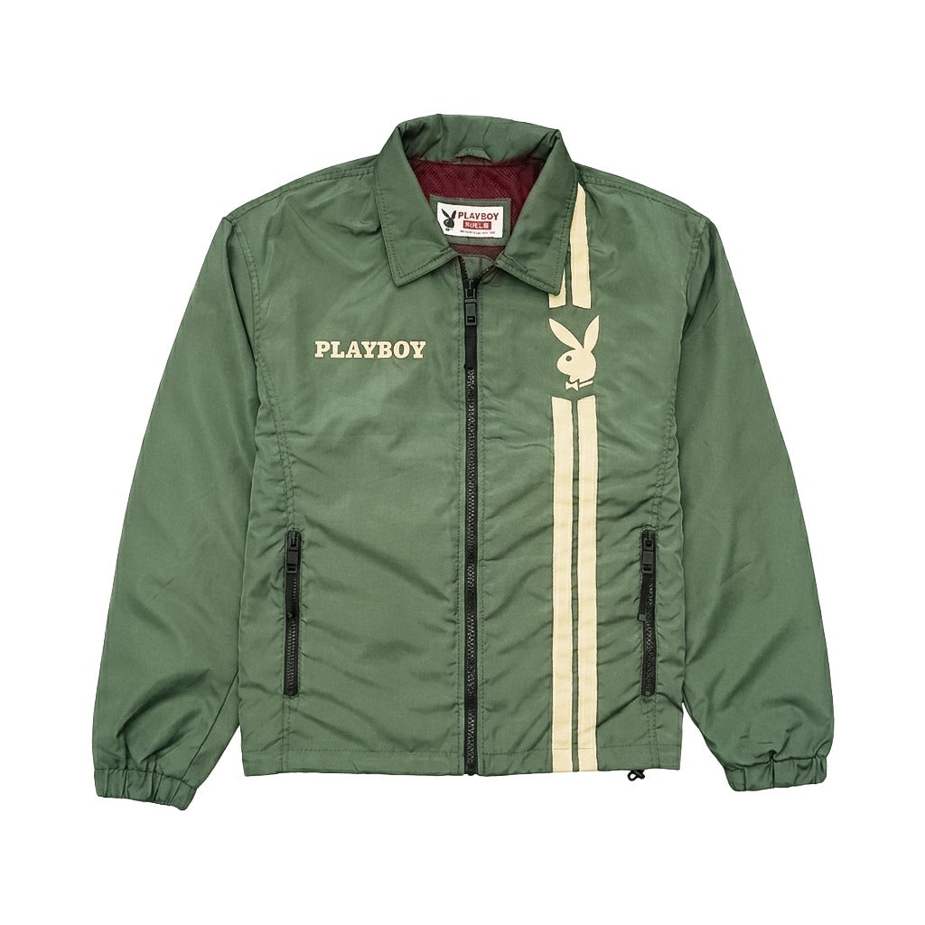 Green jacket with Playboy logo on a white background