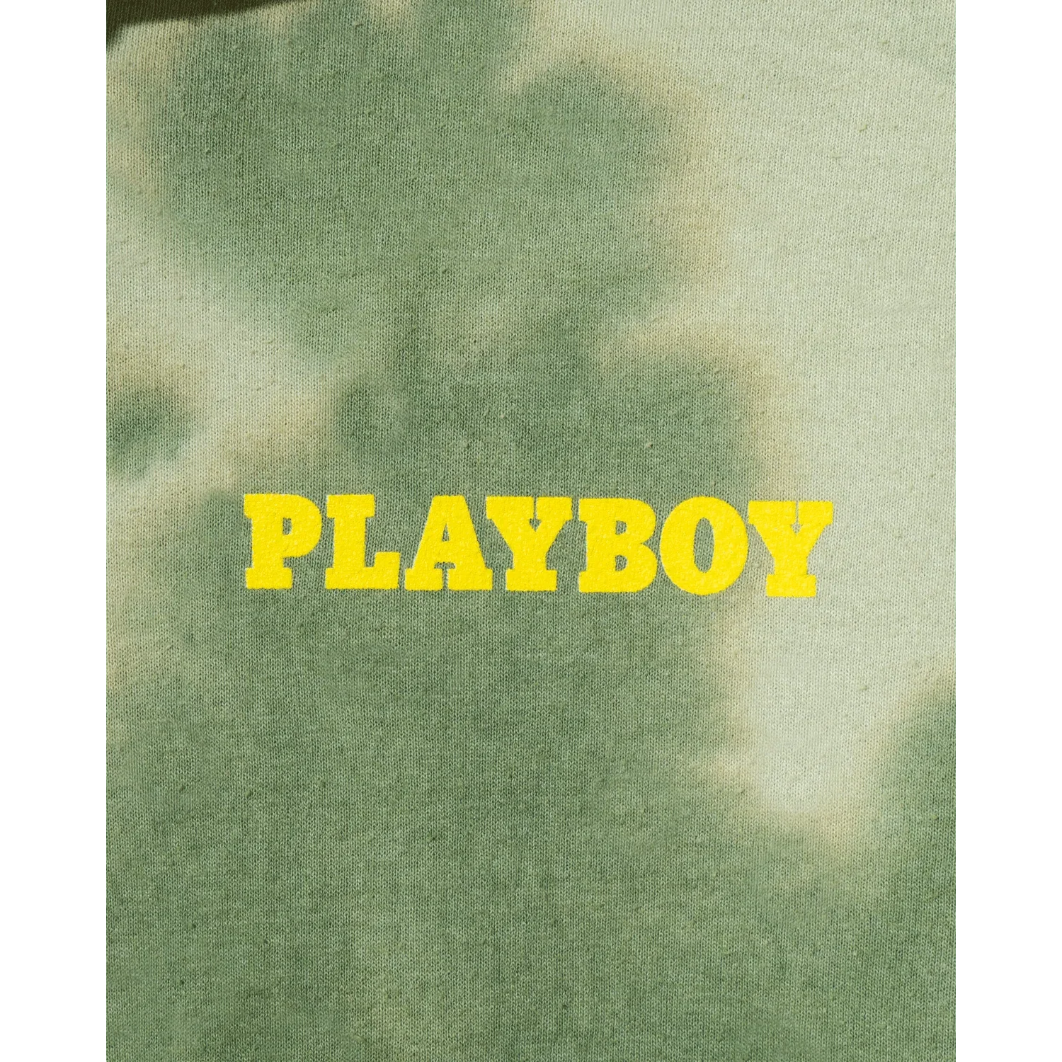 Green tie-dye hoodie with bold yellow PLAYBOY text on the front