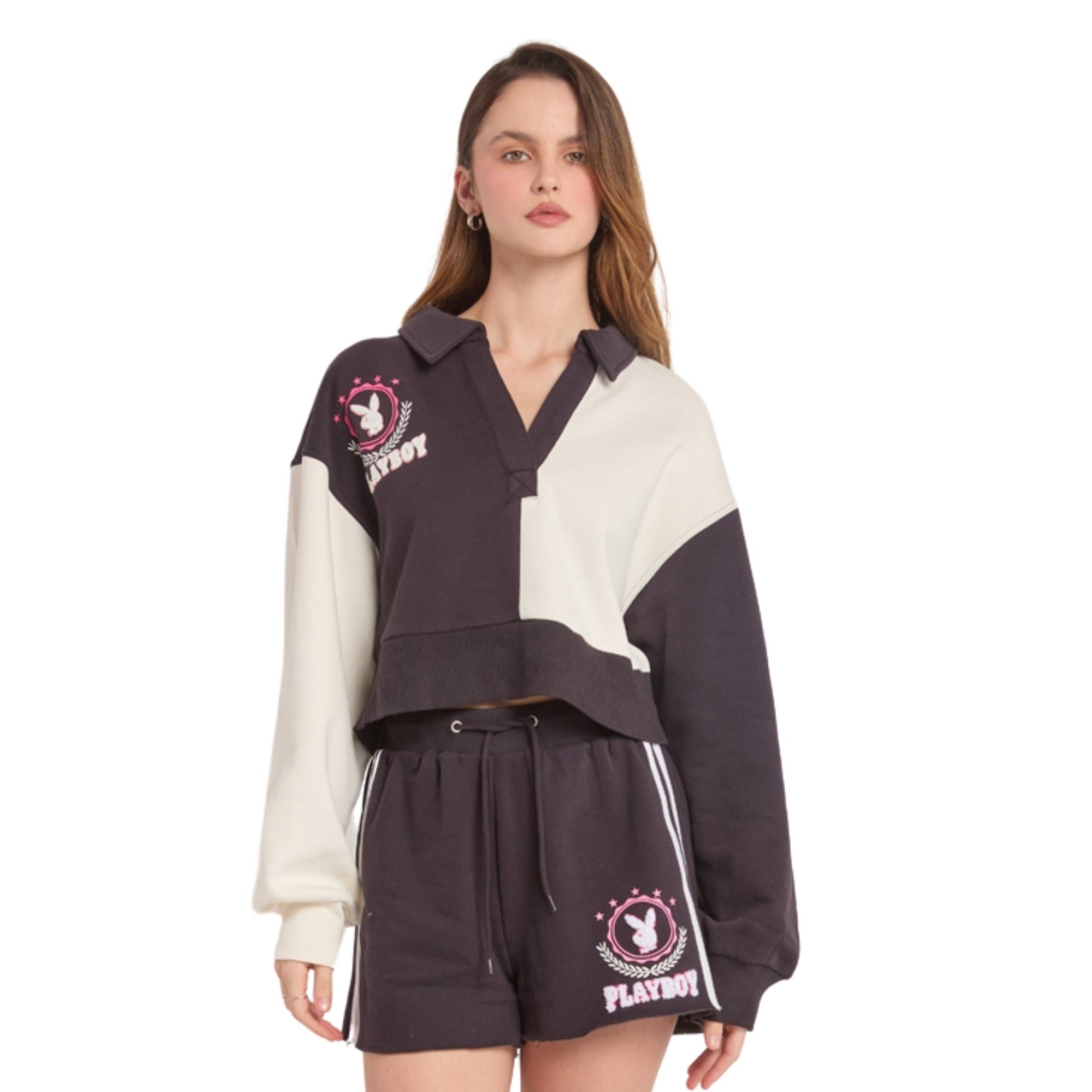 Cropped Colorblocked Vasity Sweatshirt - Playboy