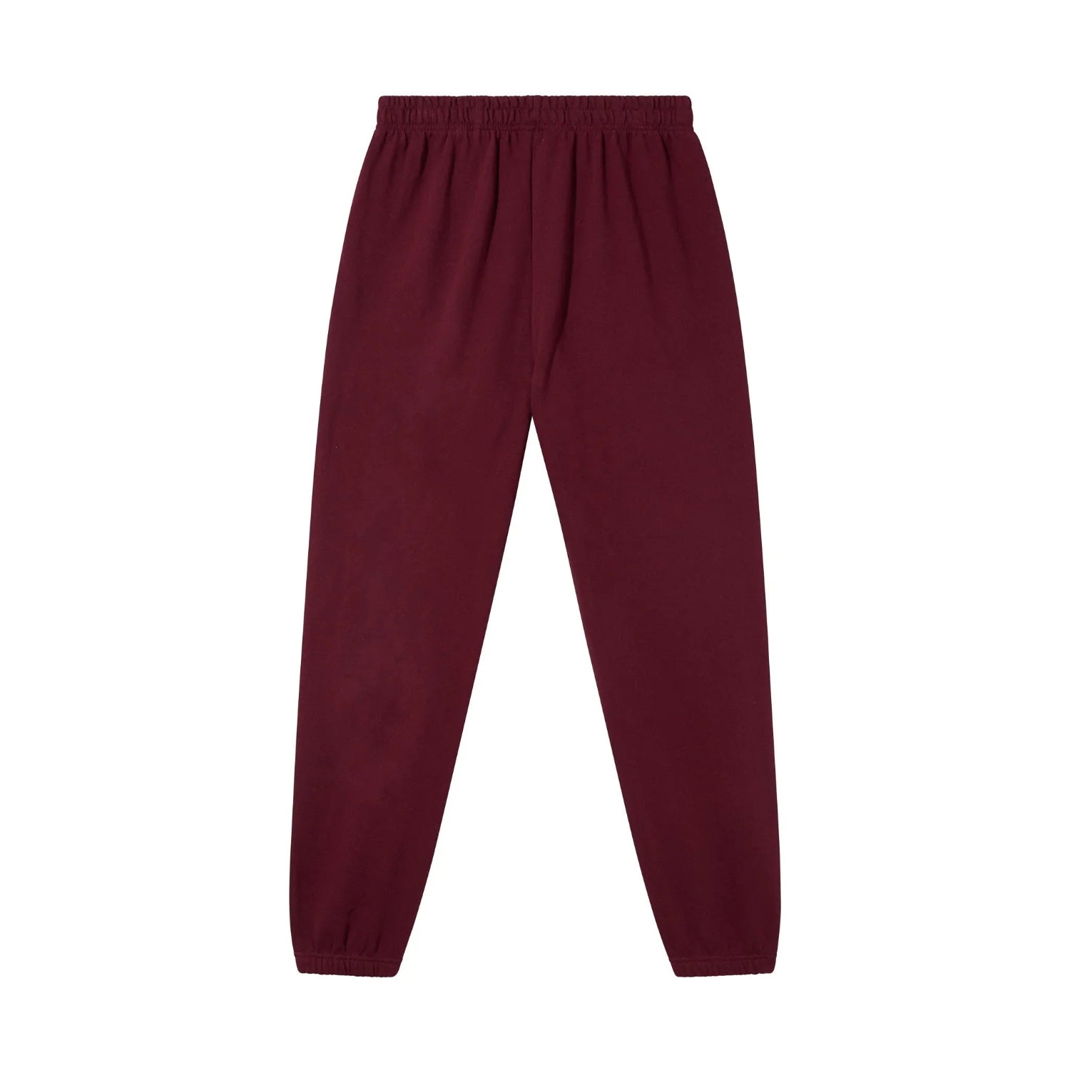Burgundy sweatpants with elastic waistband and cuffs, unisex casual loungewear