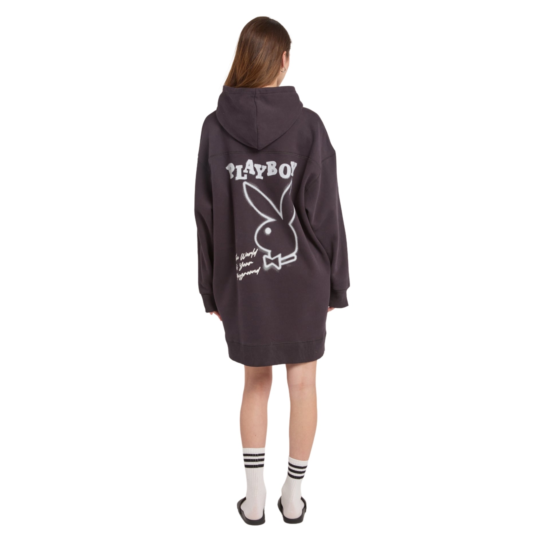 Graffiti Printed Hoodie Dress - Playboy