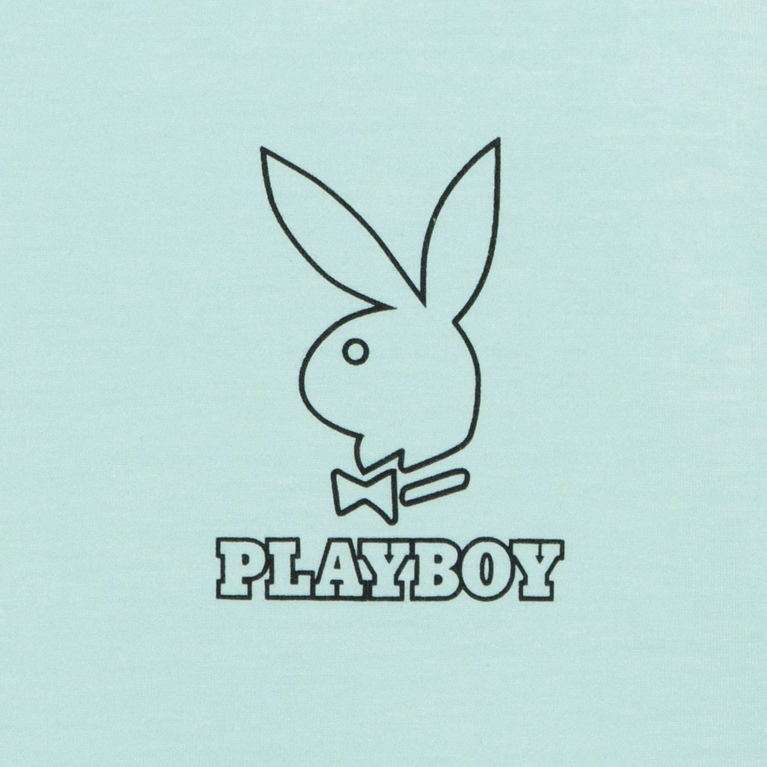 Light blue oversized T-shirt with black outlined bunny and PLAYBOY text graphic on chest