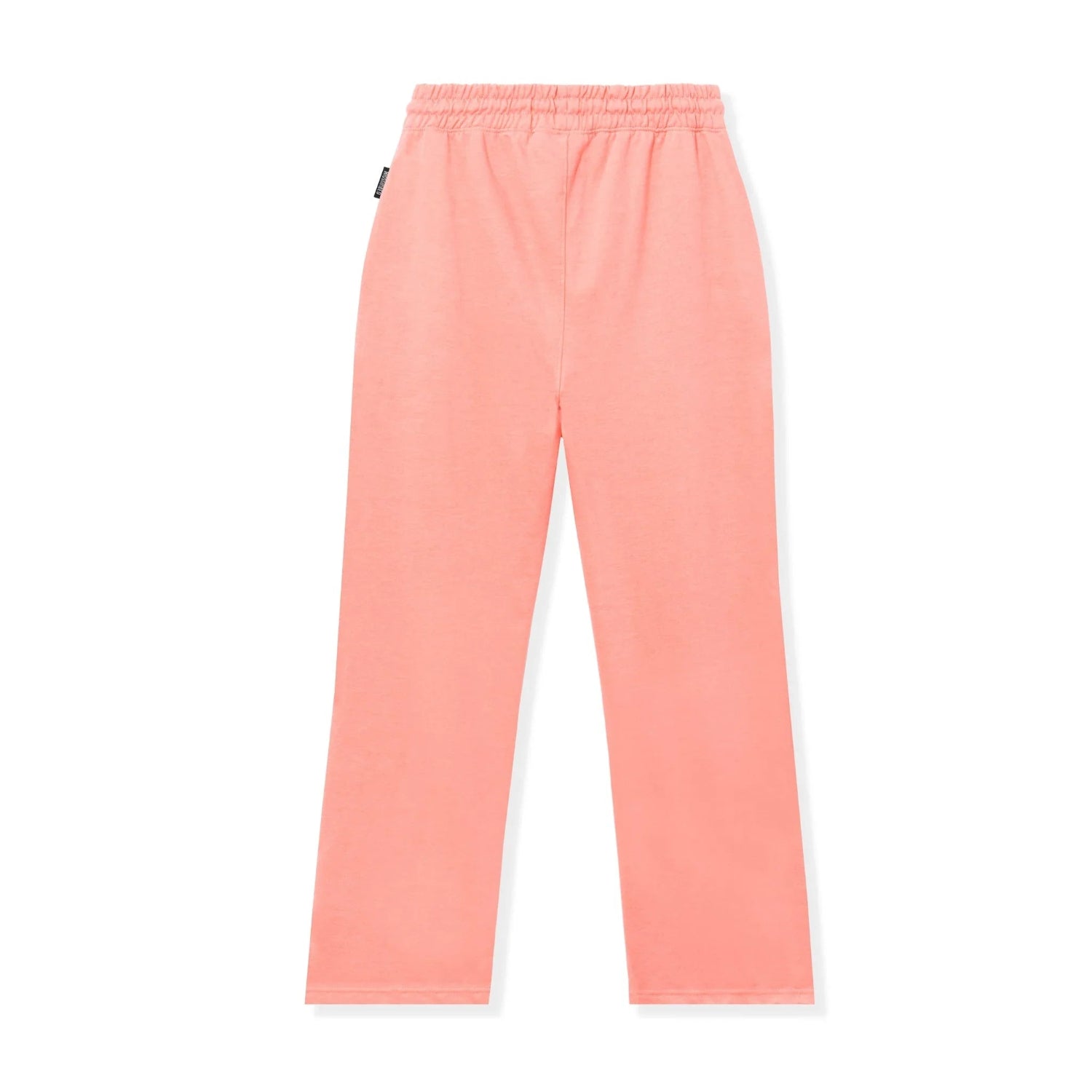 Peach pink sweatpants with elastic waistband, displayed on white background
