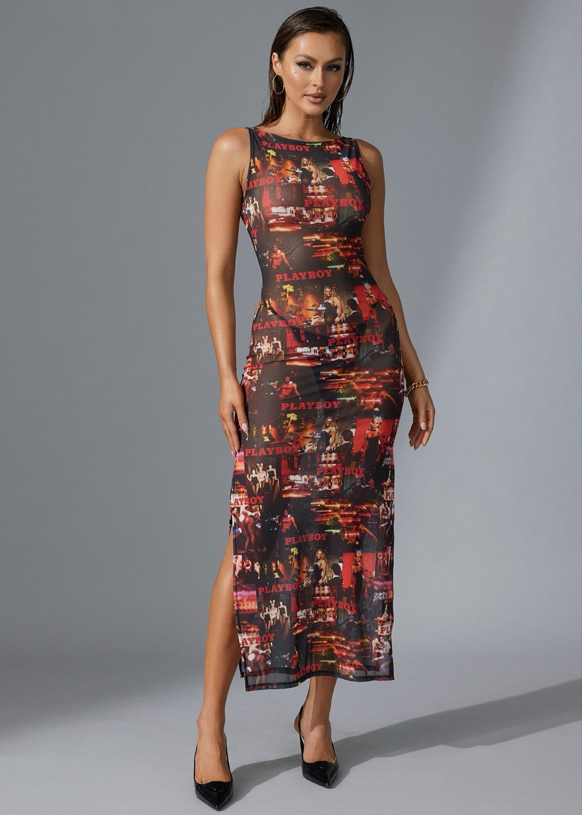 Mesh Dress Playboy Print - Playboy