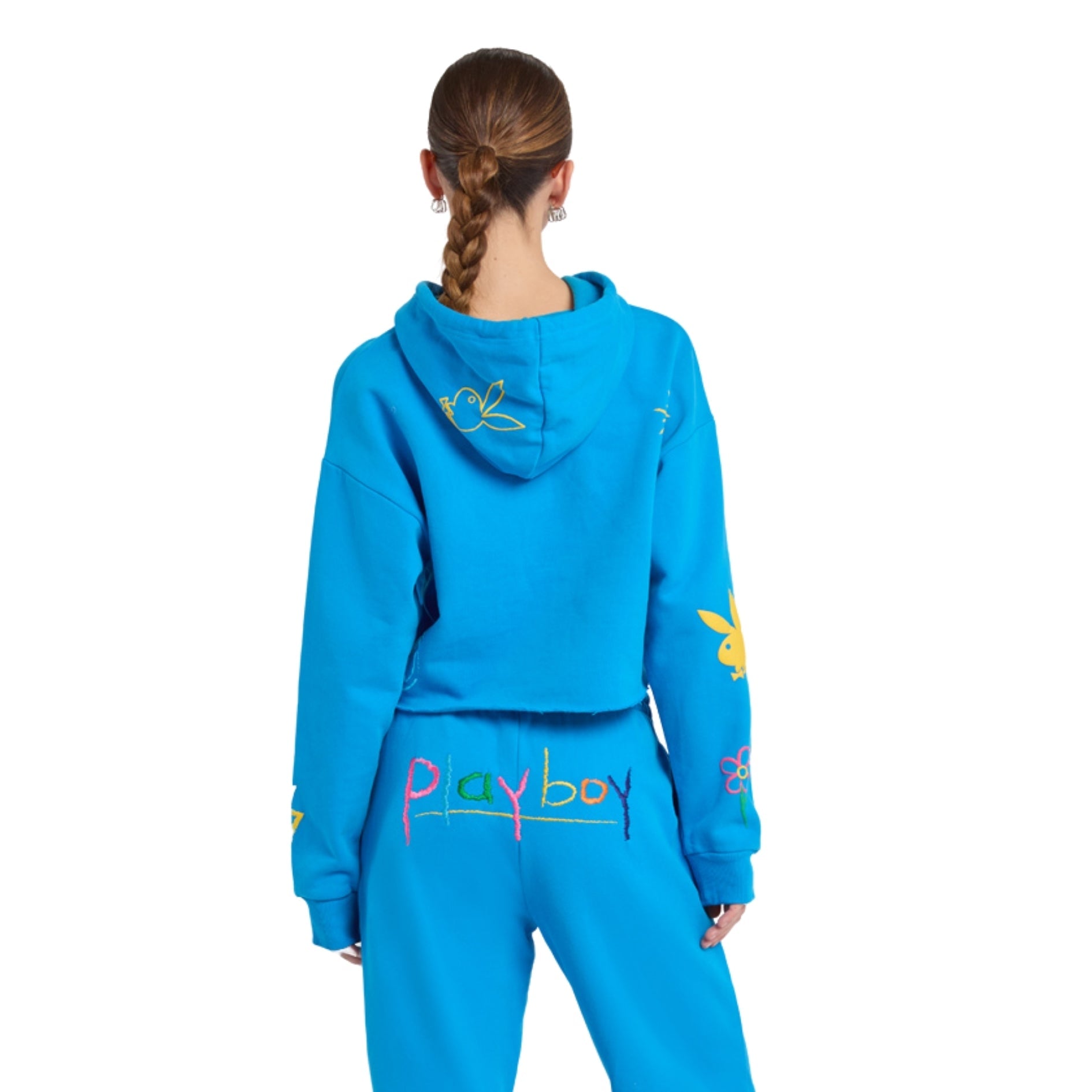 Multi Puff Print Cropped Hoodie - Playboy