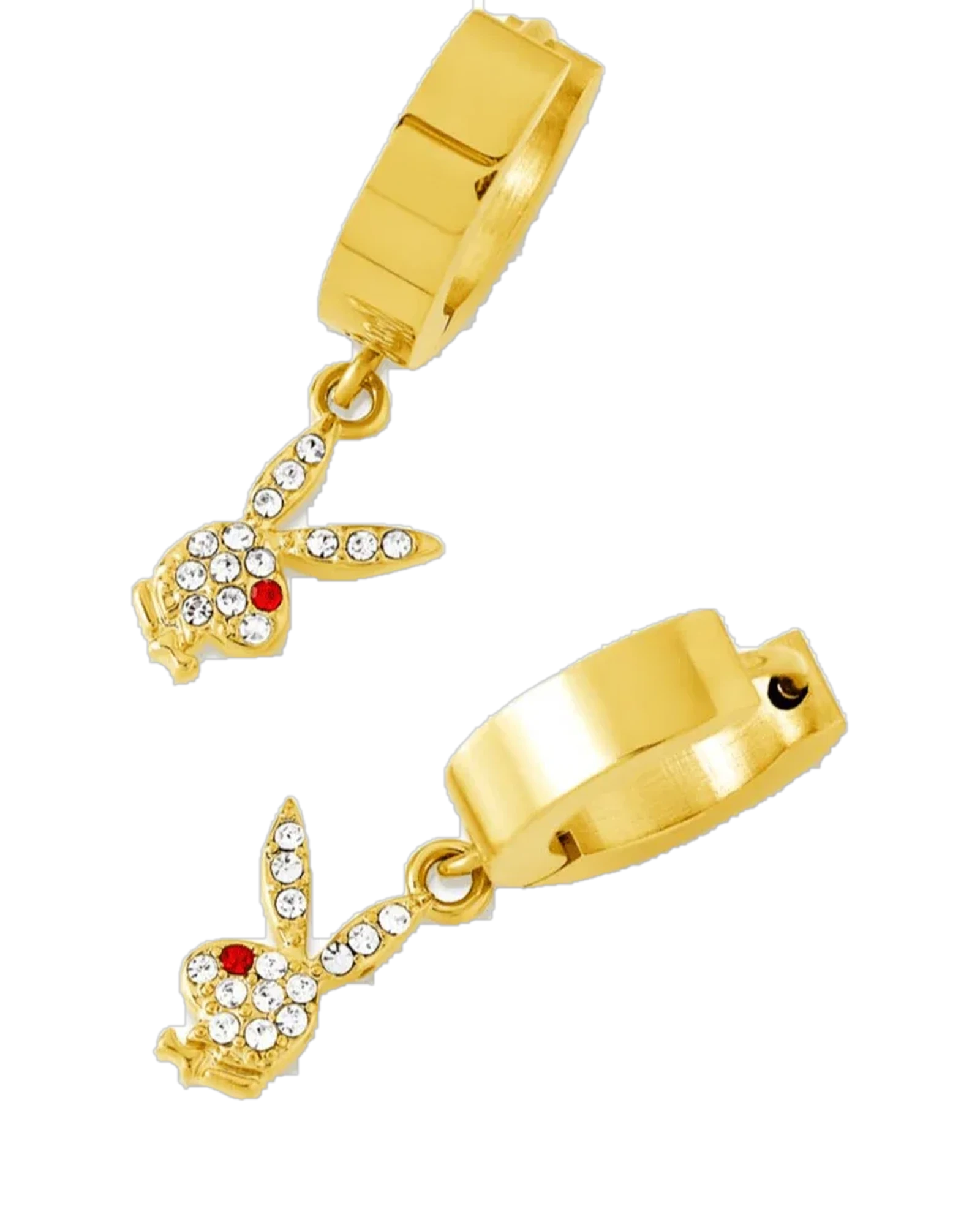 Cz Playboy Dangle Hoop Earring