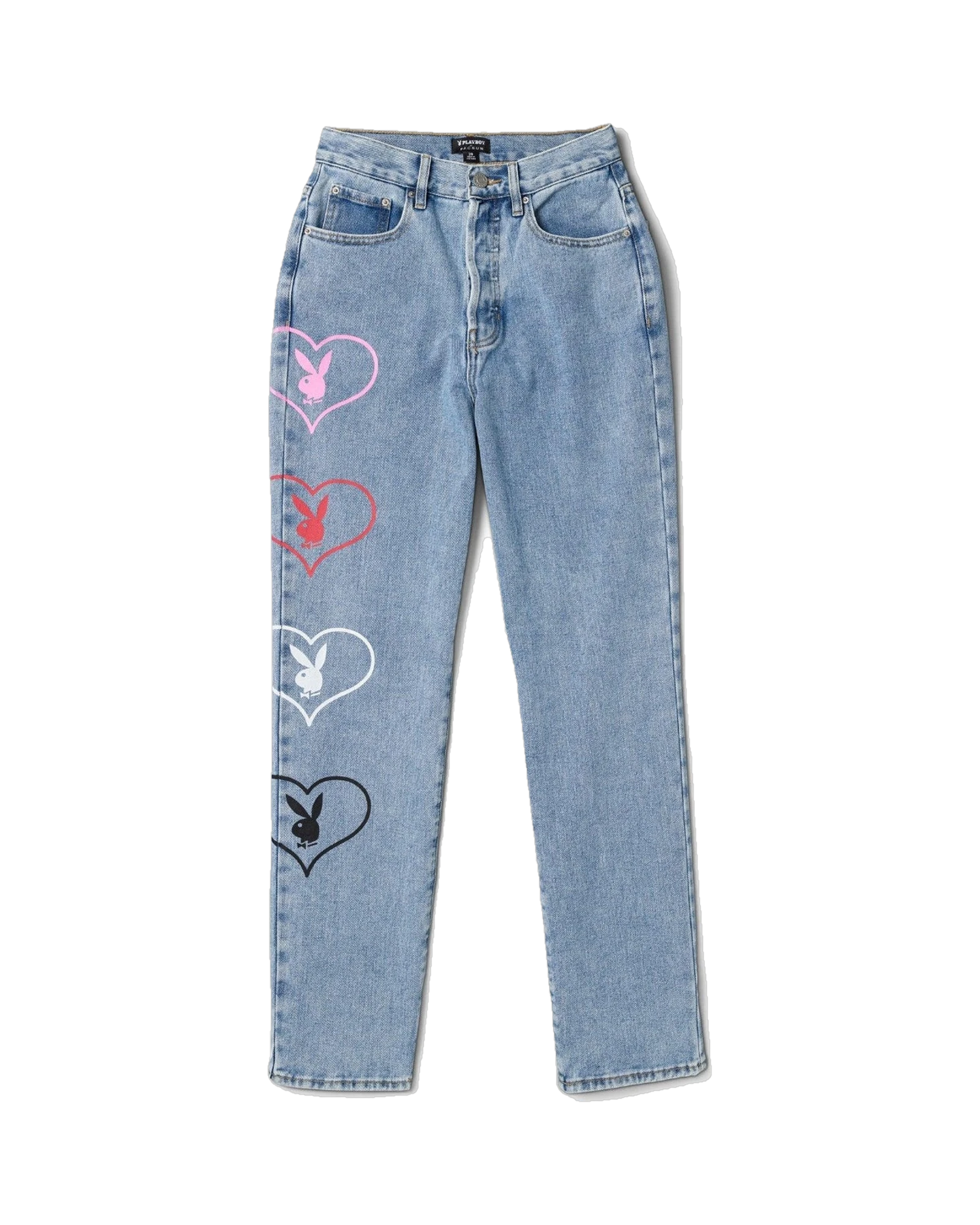 Womens Baggy Bunny Heart Denim Pants Amore