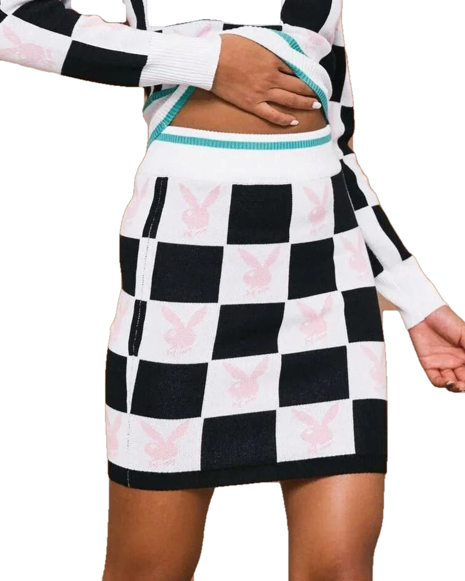 Womens Checkerboard Mini Skirt