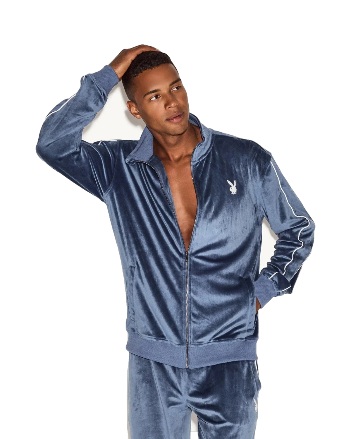 The Velour Track Jacket Chambray