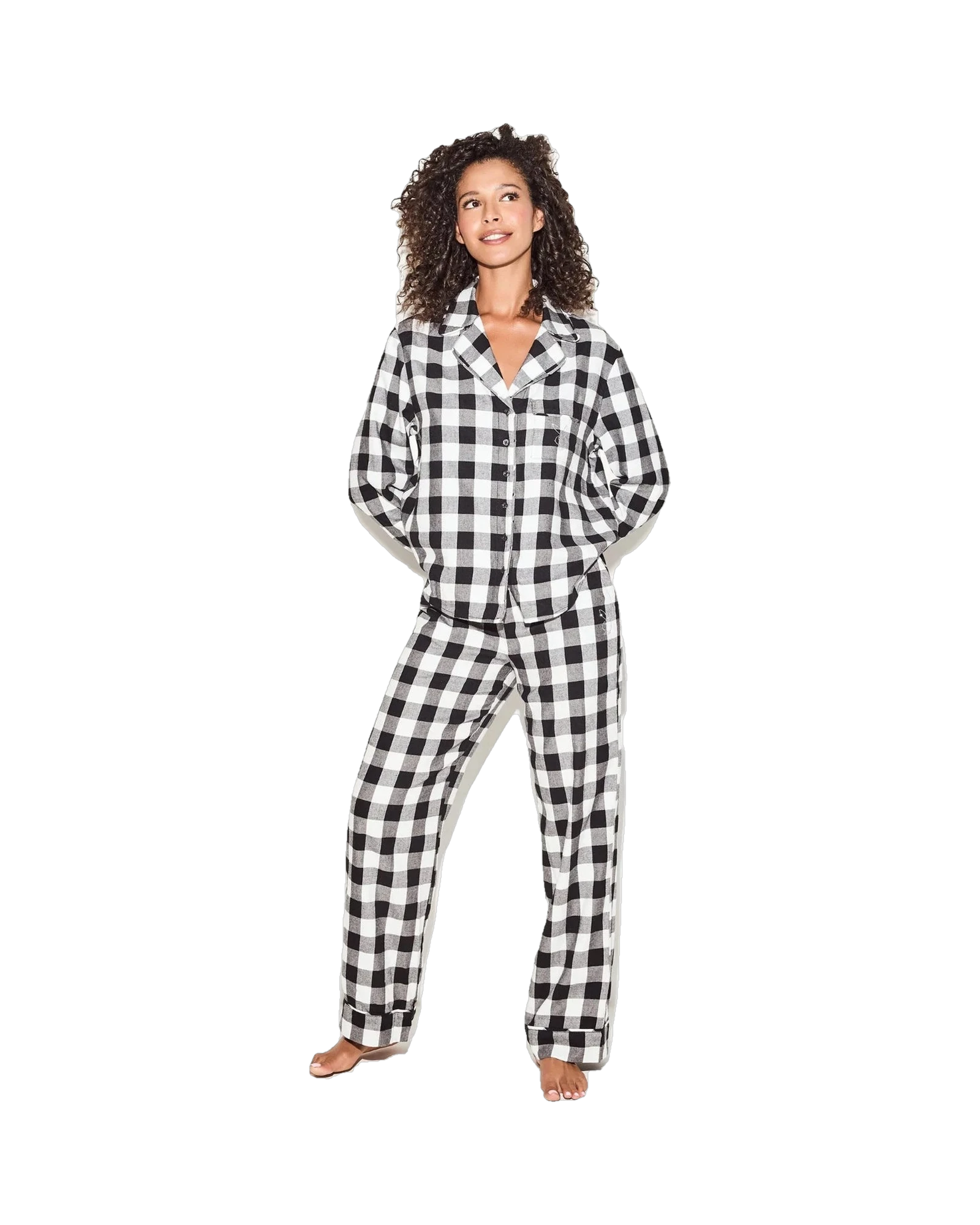 The Flannel Sleep Shirt Black White Check
