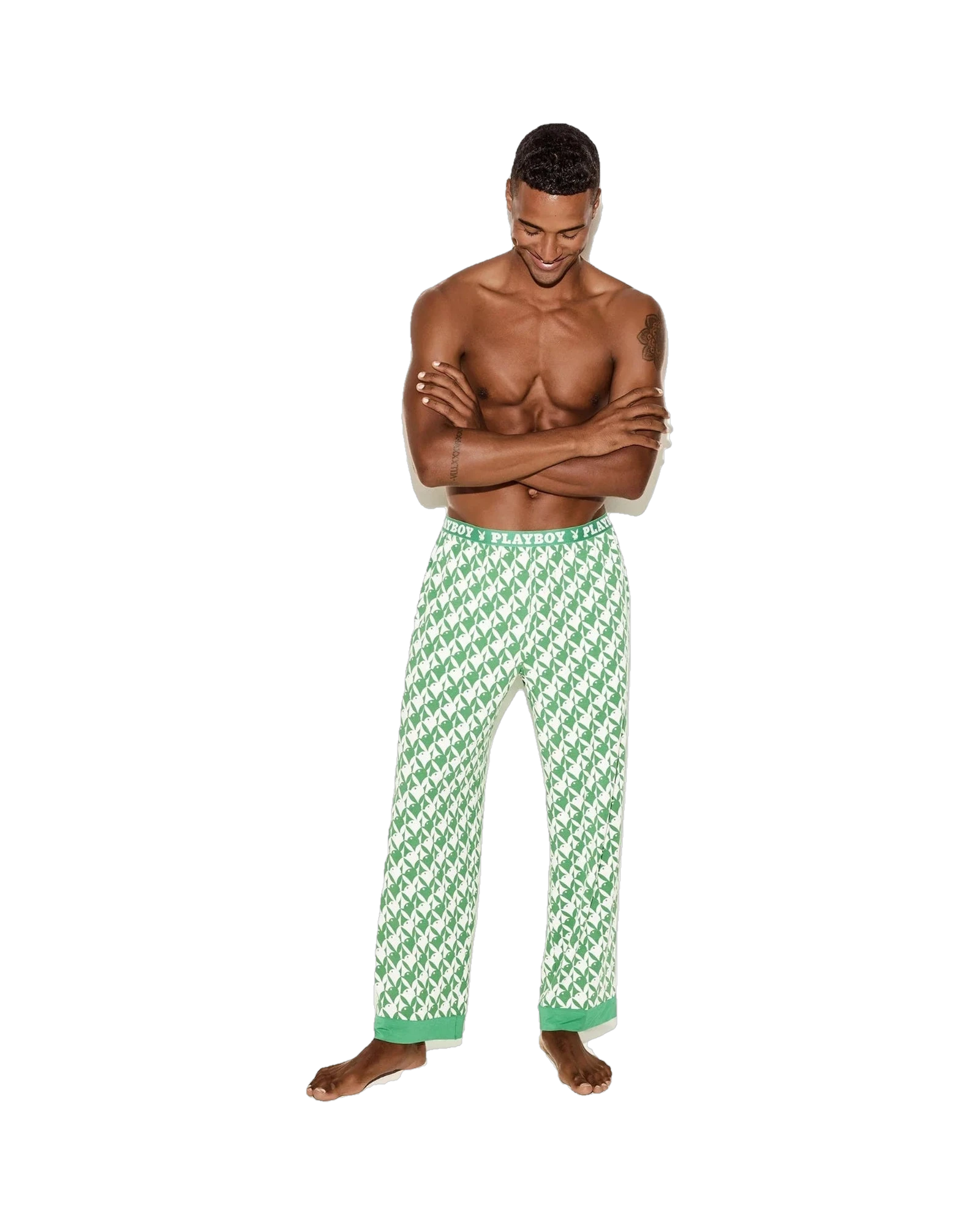 The Mens Pj Set Holiday Bunny Green