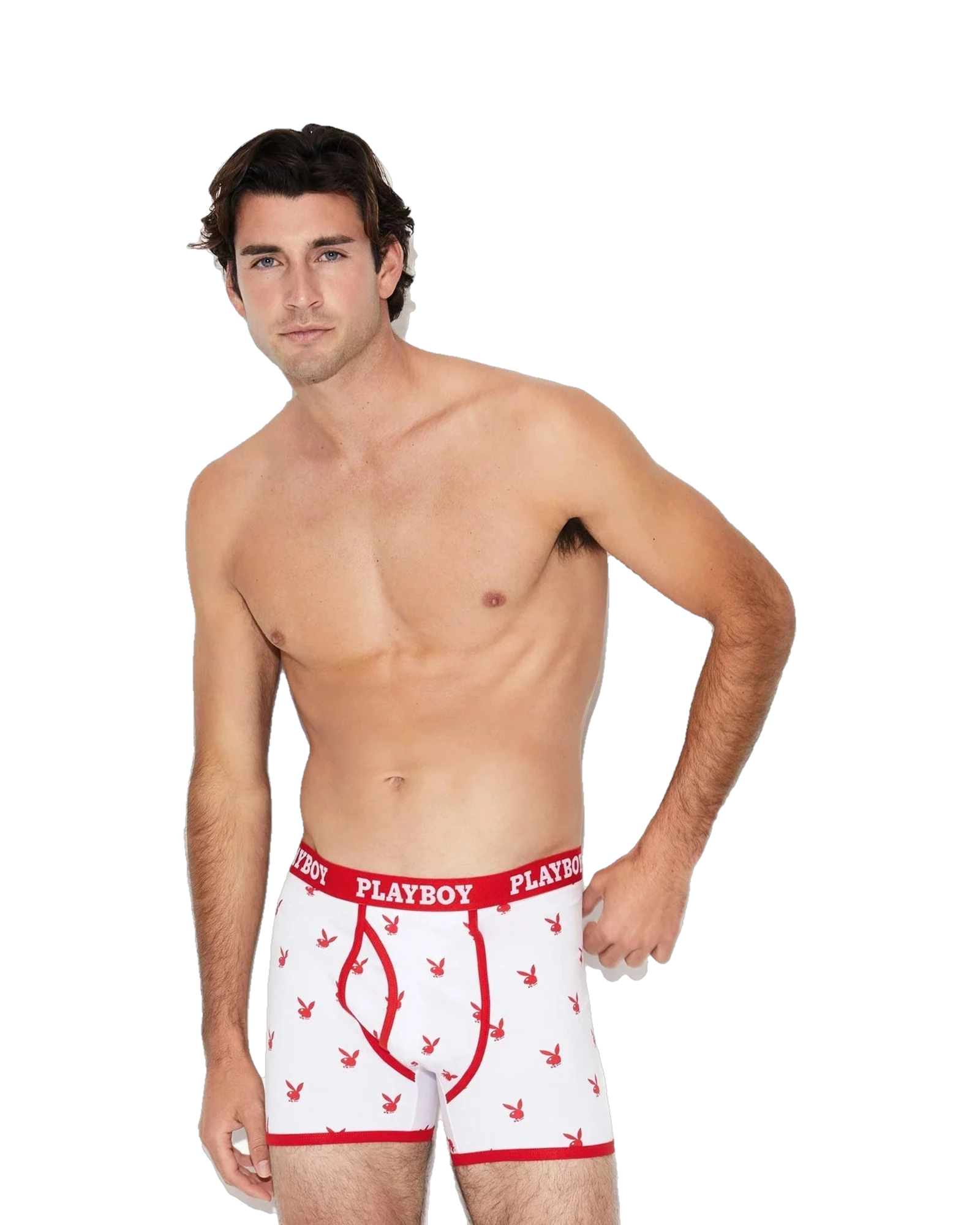 Playboy Boxer Briefs White Red
