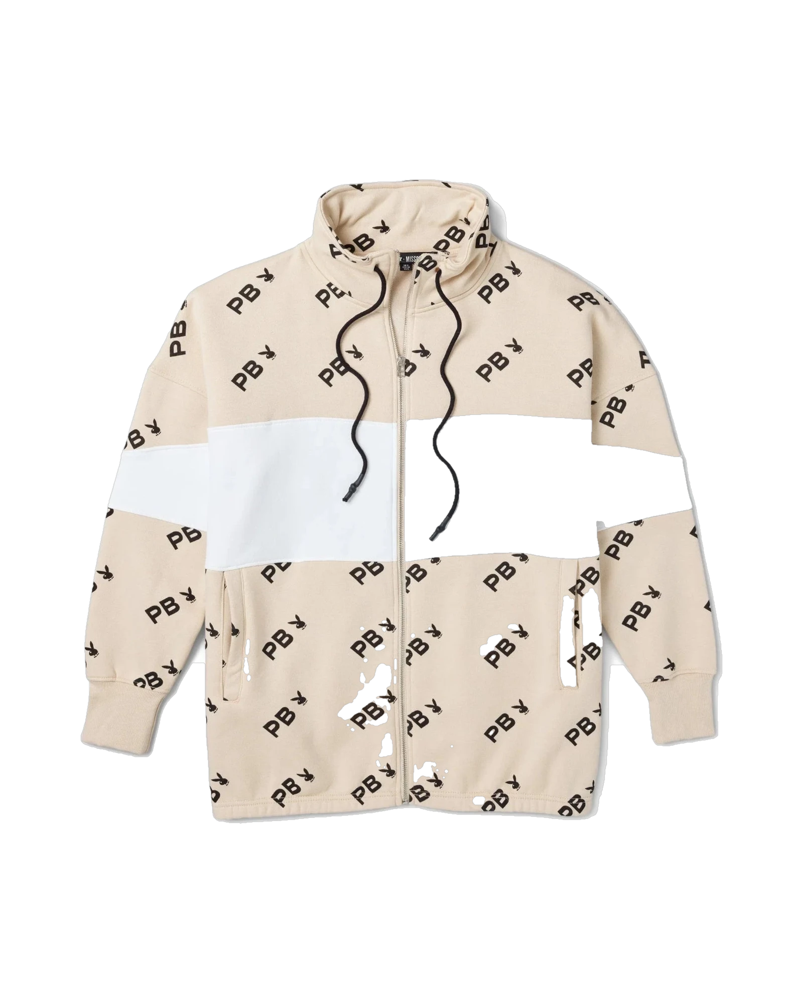 Womens All Over Print Color Block Zip Sweatshirt