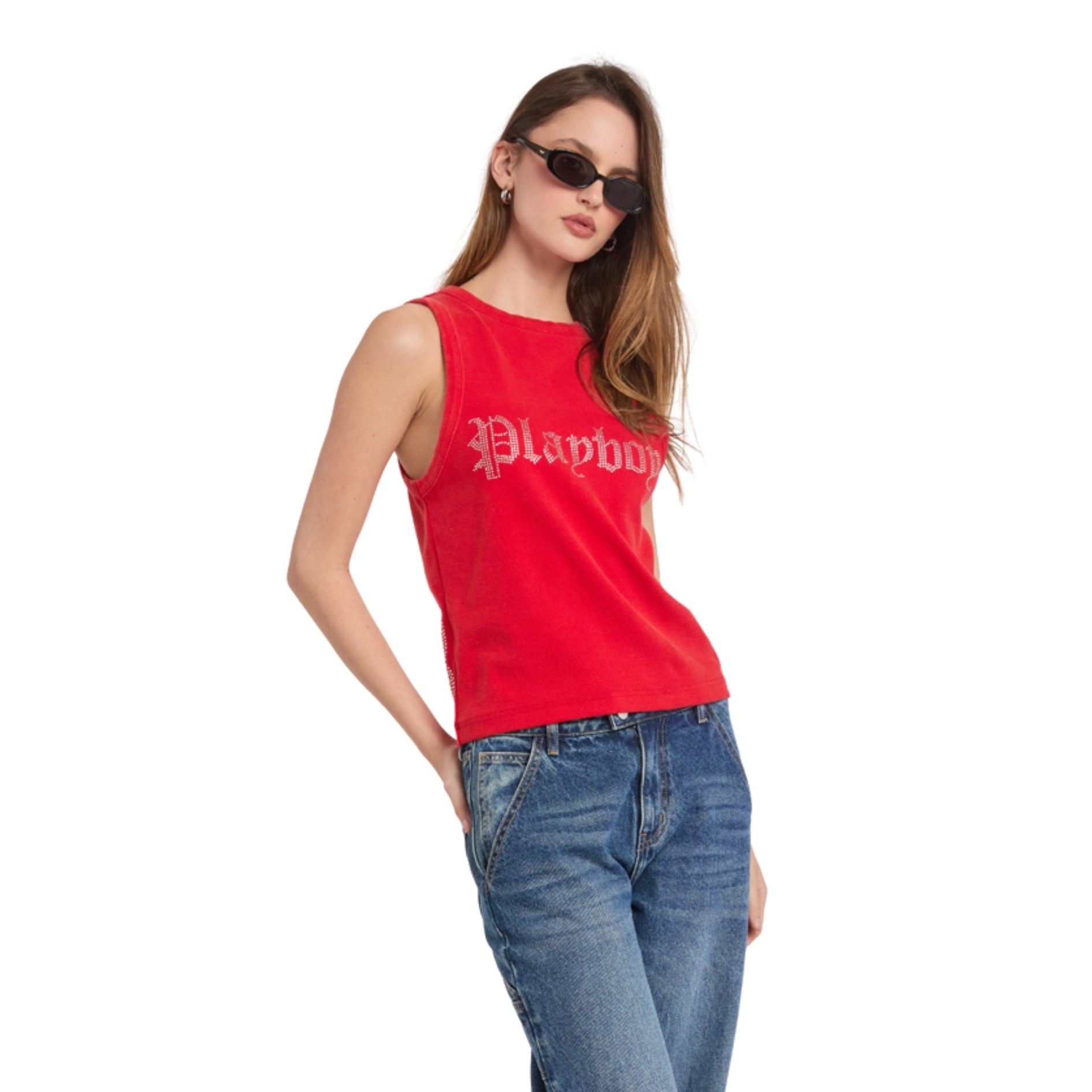 Rhinestone Rib Tank - Playboy