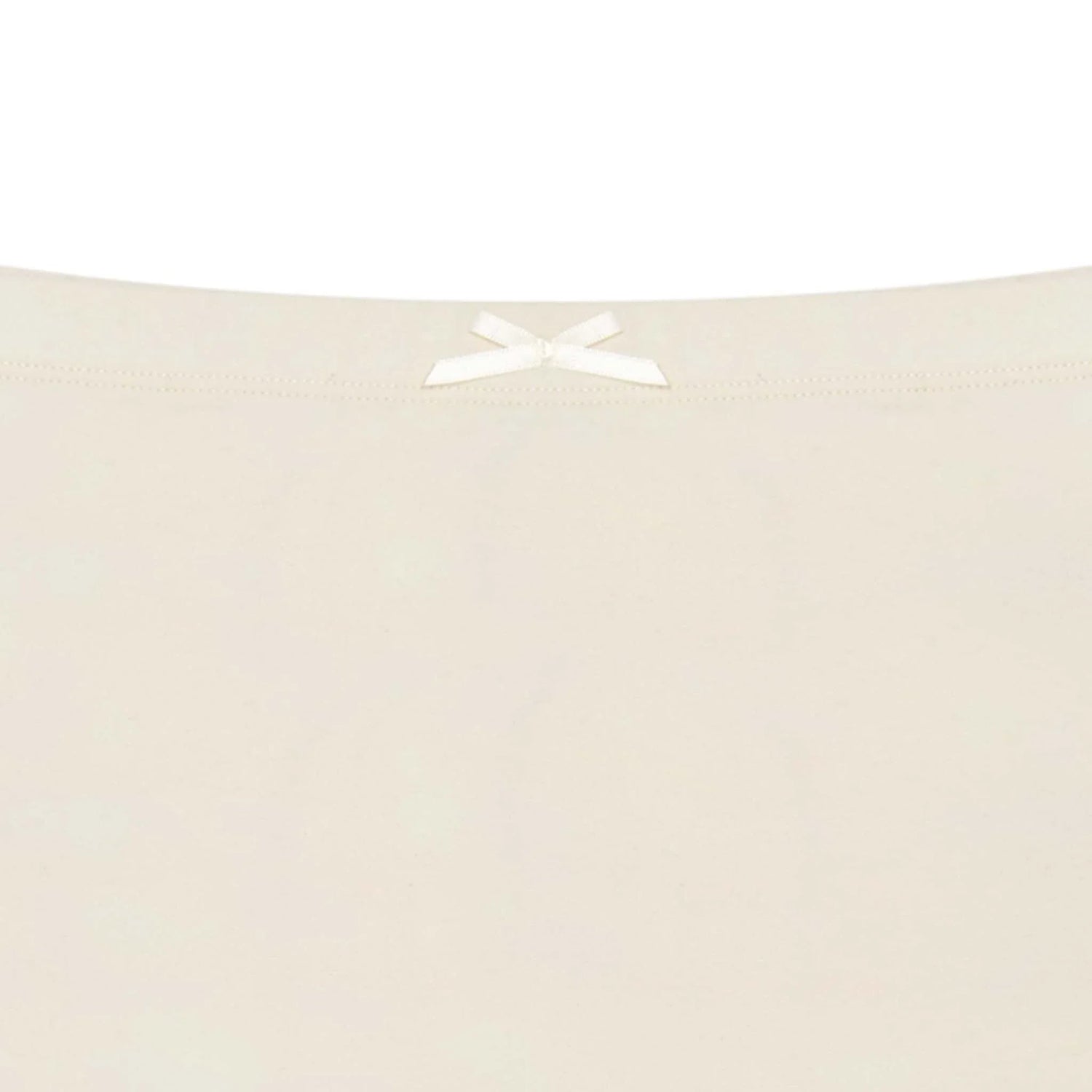 Beige women's skirt with small bow detail at waistband, minimalist fashion style