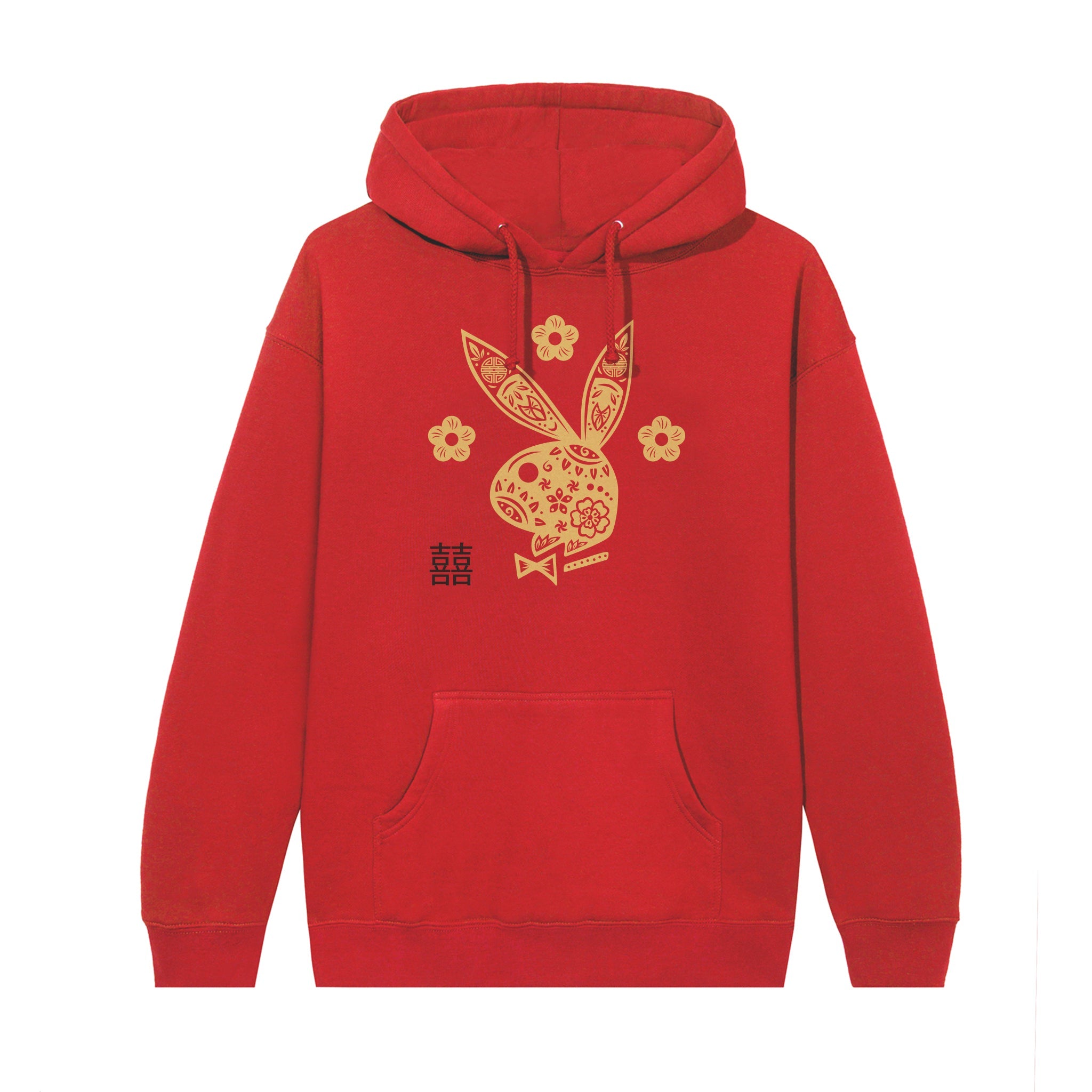 Red hoodie with Year Of The Rabbit Chinese New Year Playboy Rabbit Head