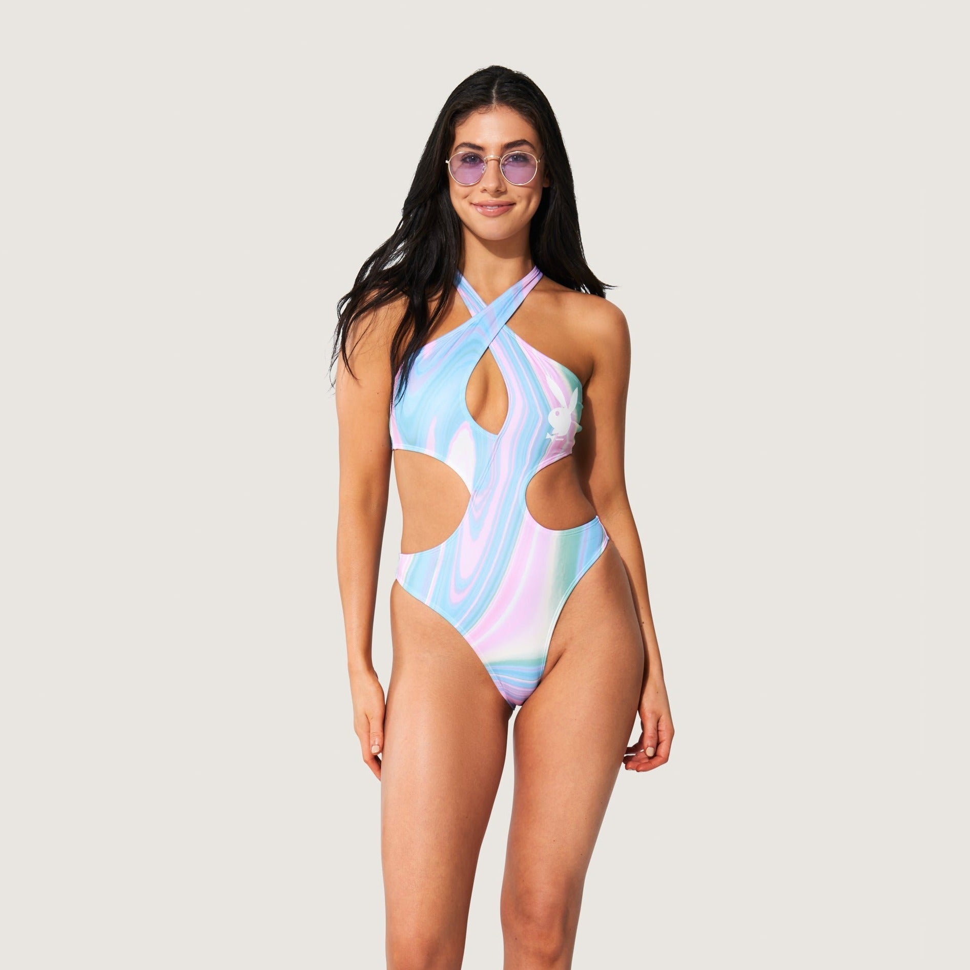 Cut Out Cross Halter One Piece