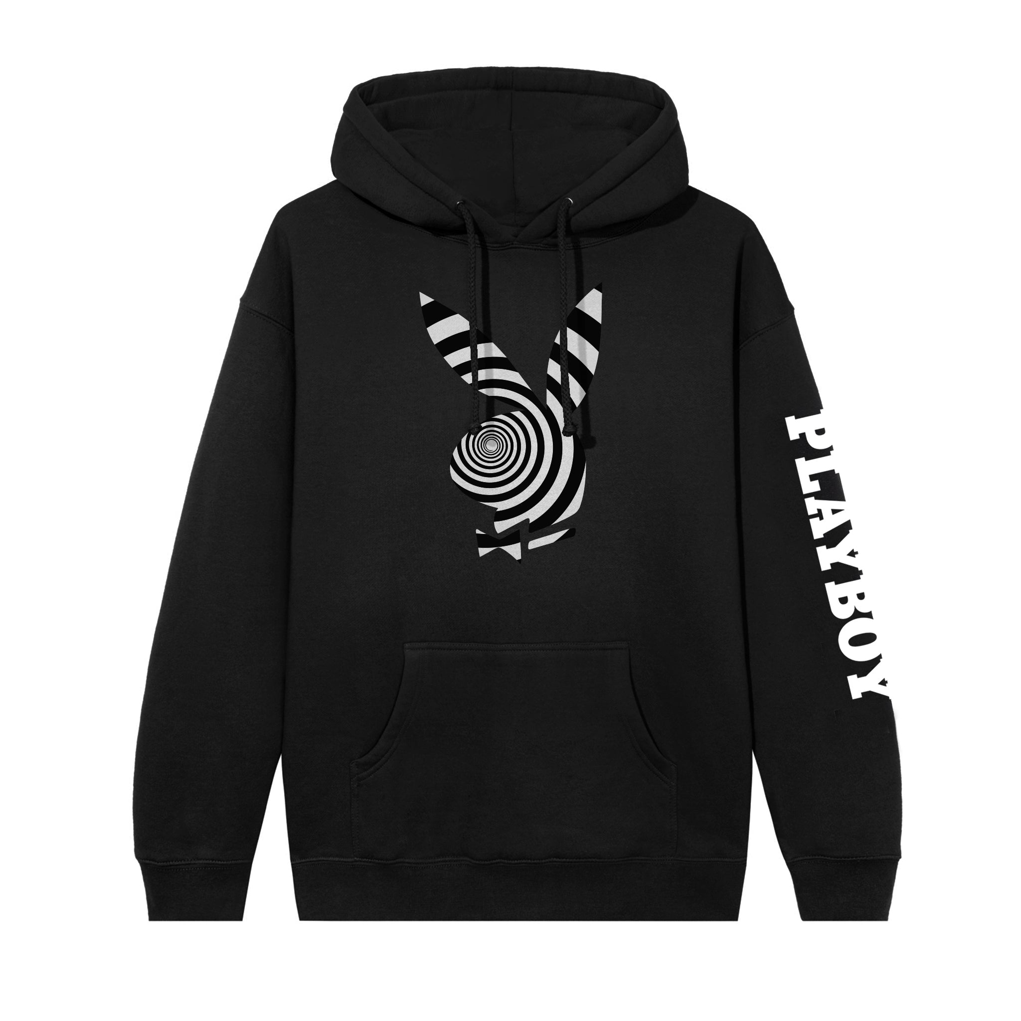 Black Hypnotic Hoodie: Captivating Playboy Rabbit Head Design