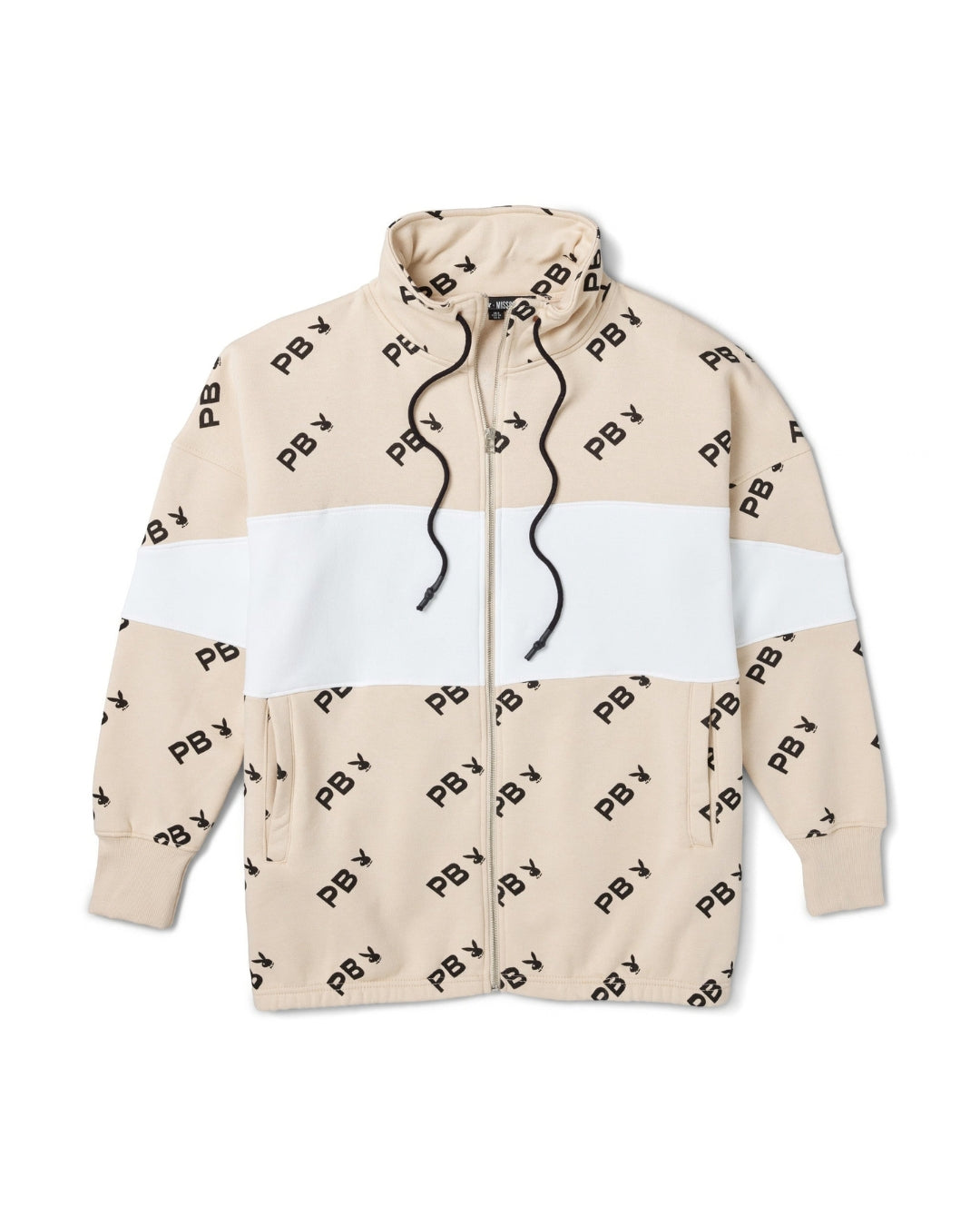 Playboy Women's All Over Print Color Block Zip Sweatshirt