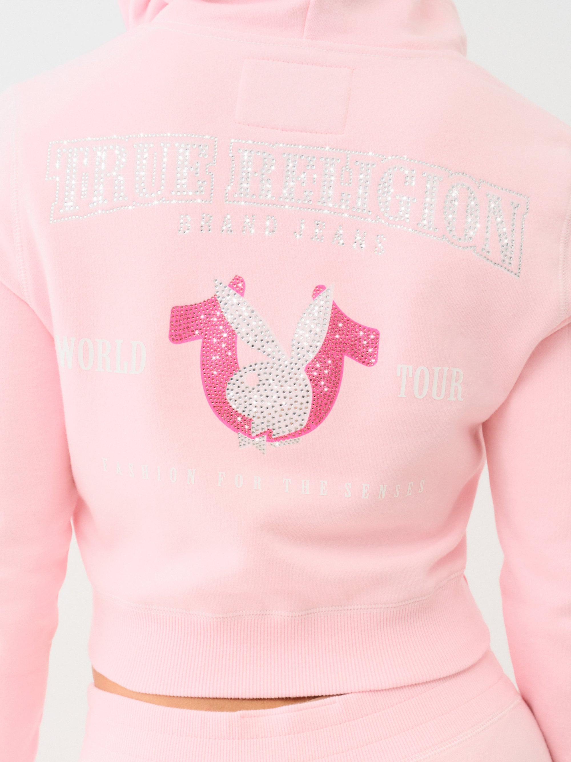 Playboy X True Religion Crystal Crop Zip Hoodie