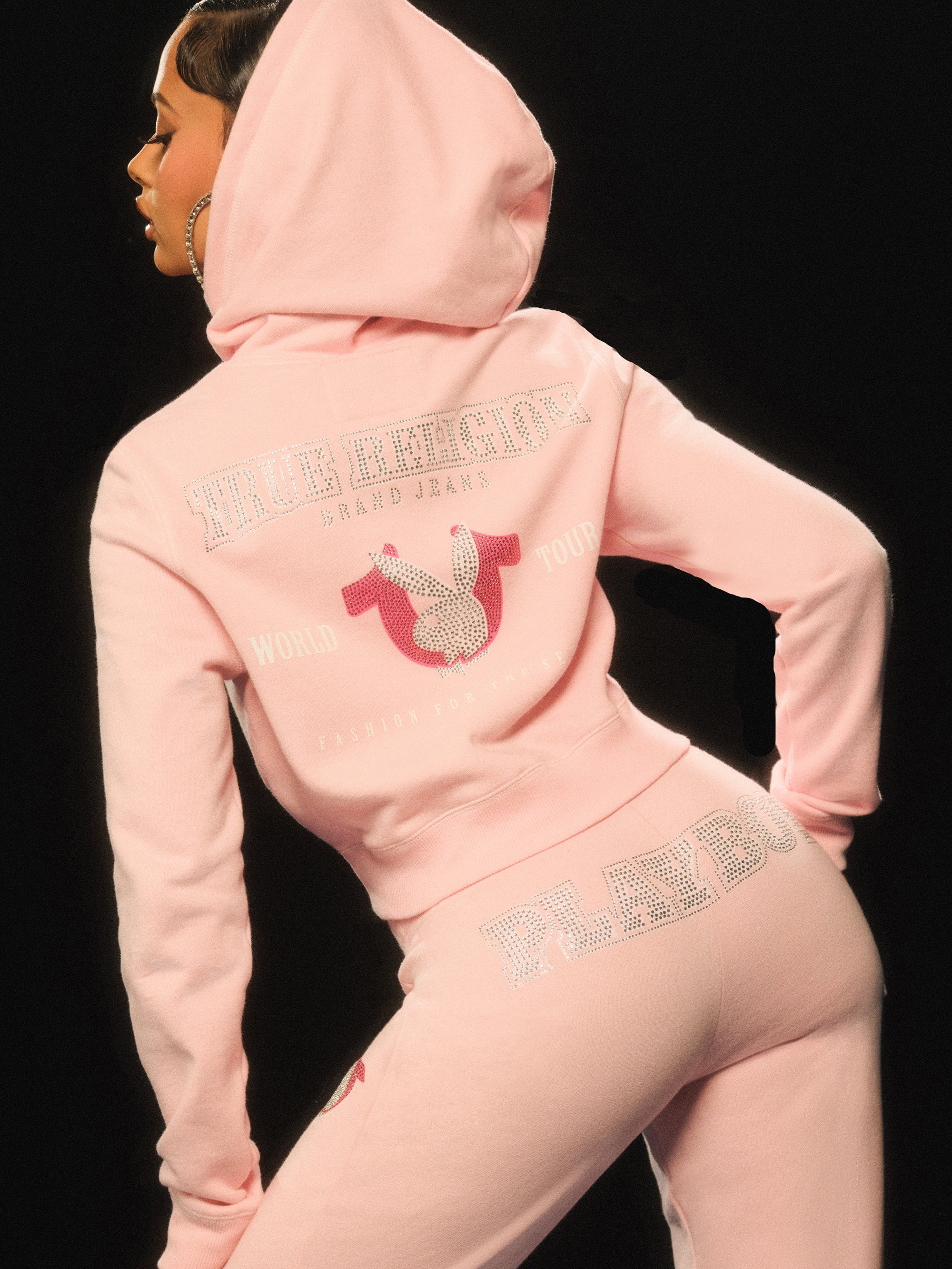 Playboy X True Religion Crystal Crop Zip Hoodie