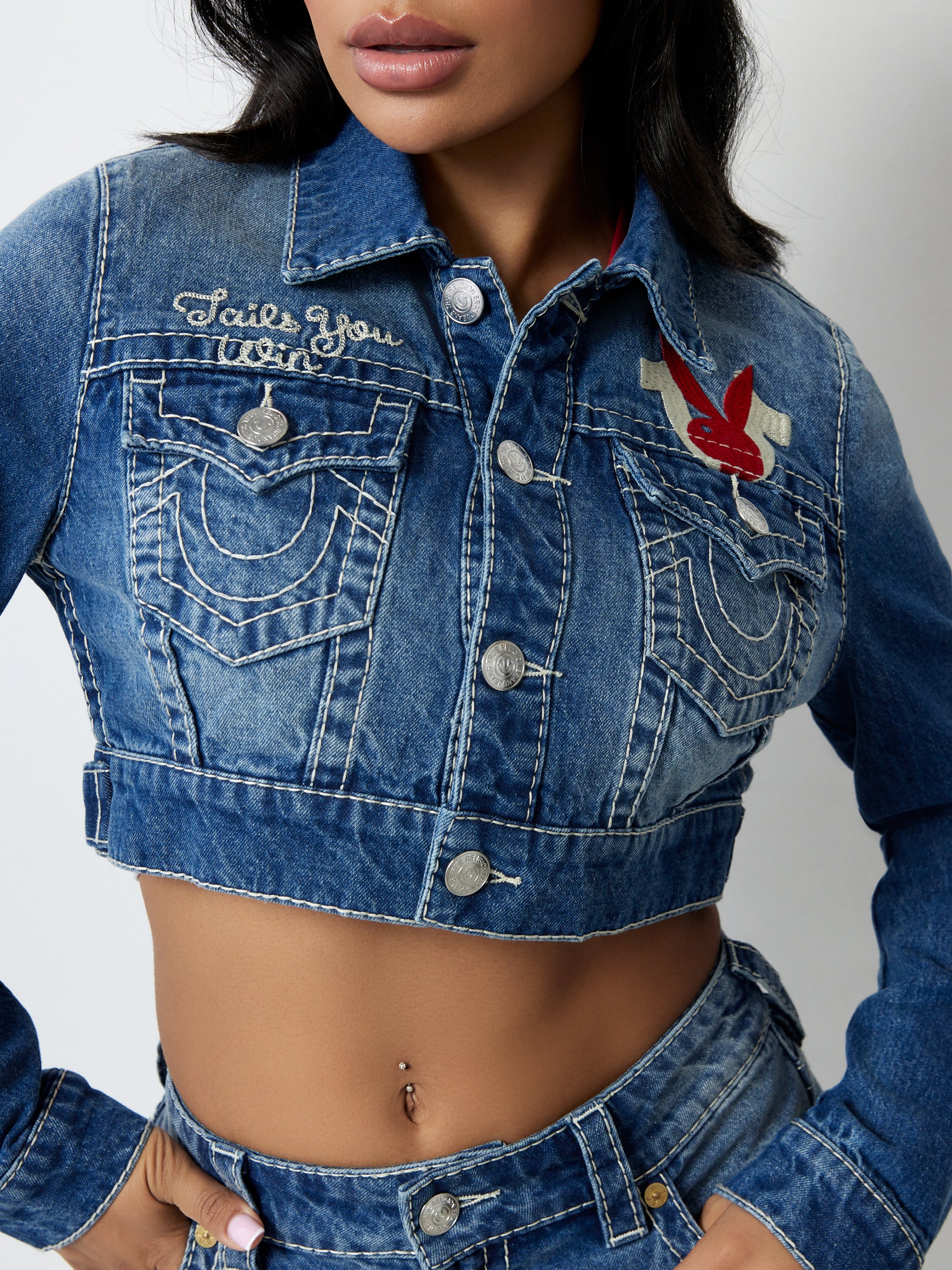 Playboy X True Religion Cropped Denim Jacket