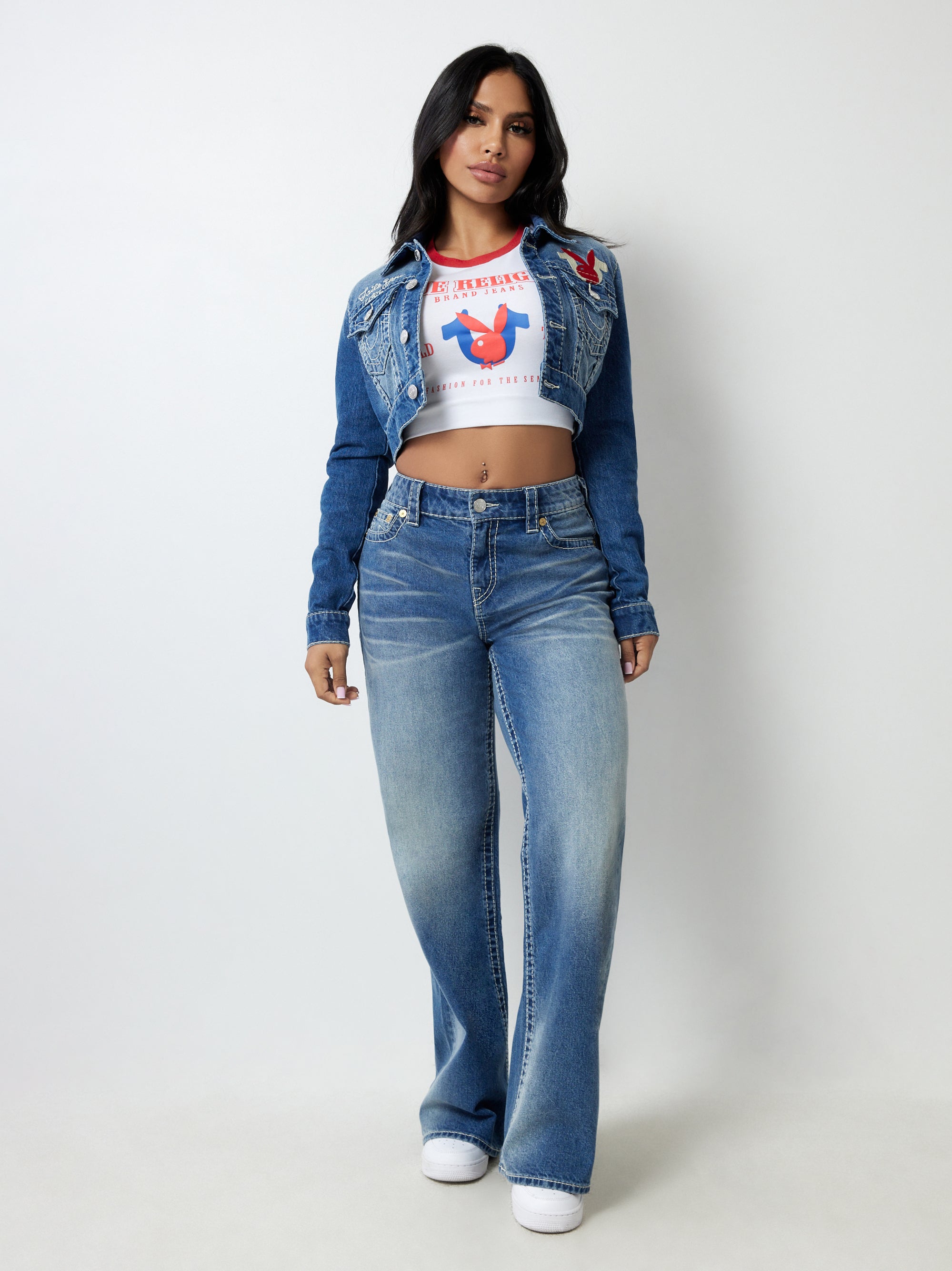 Playboy X True Religion Cropped Denim Jacket