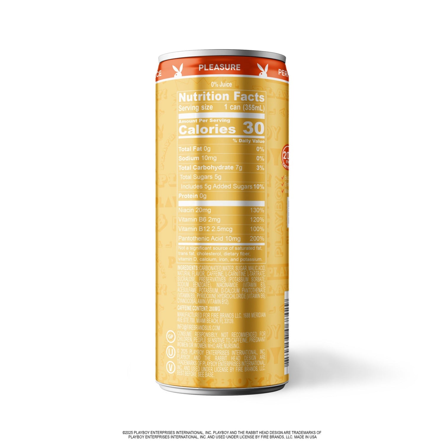 Yellow can with nutritional information on a white background