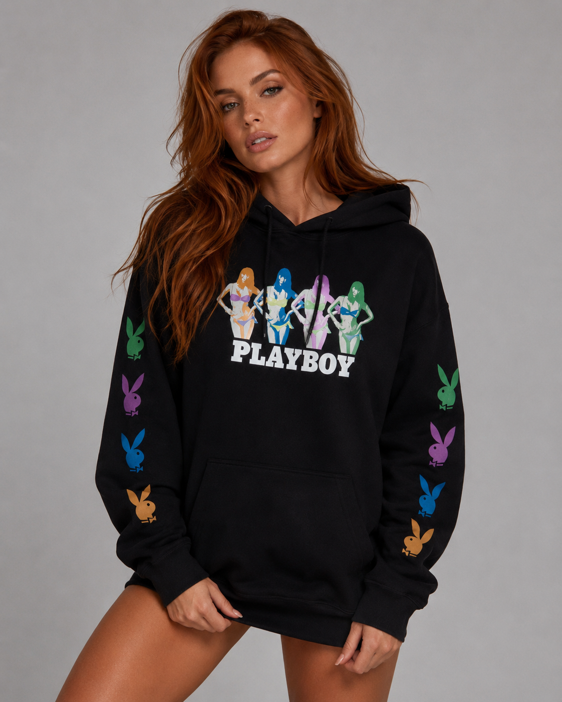 Playboy March 2019 Playmate Miki Hamano Repeating Bunny Hoodie