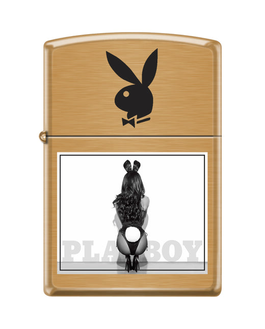 Gold Zippo lighter with Playboy logo and rabbit design on a white background
