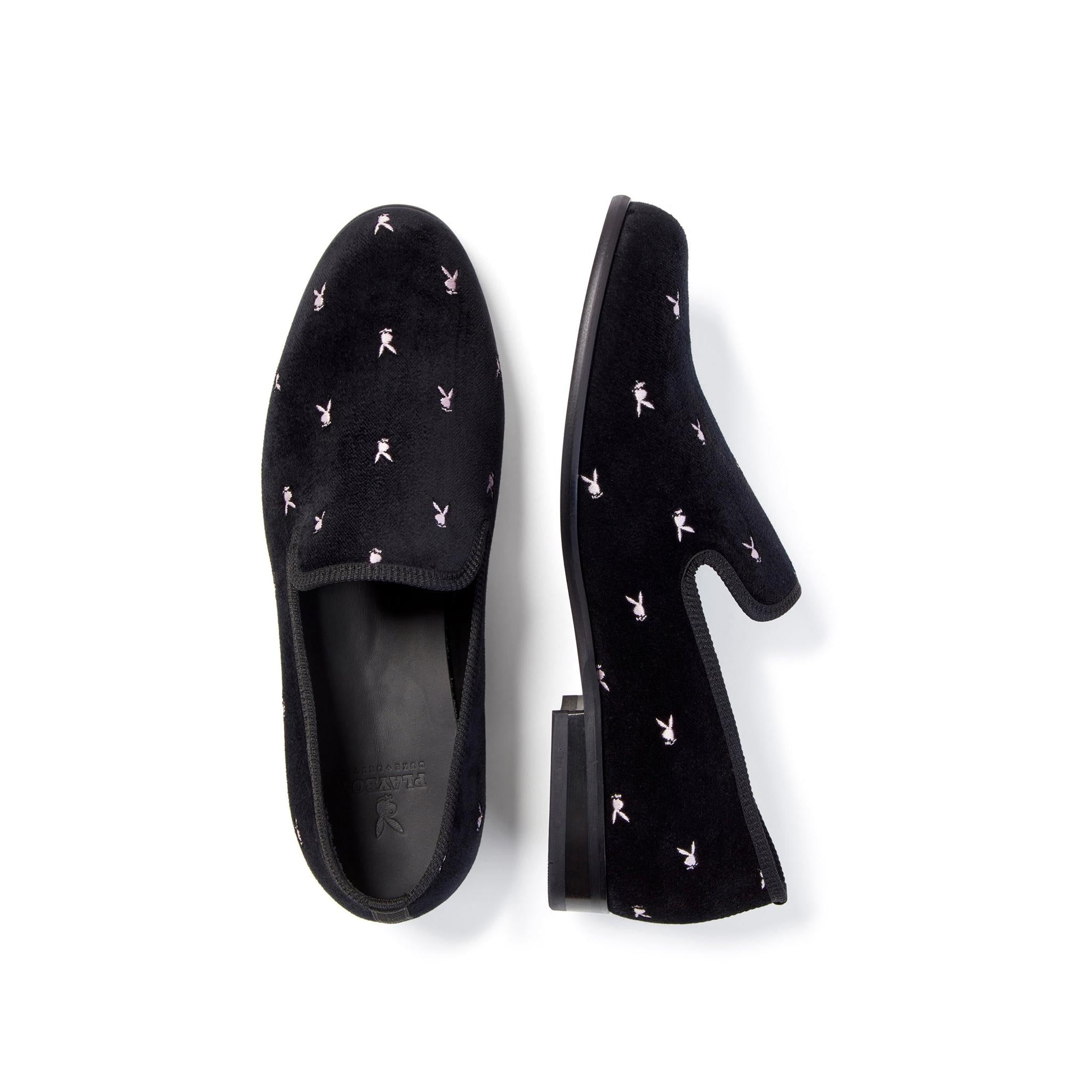 Duke + Dexter Velvet Mini Rabbit Head Loafers