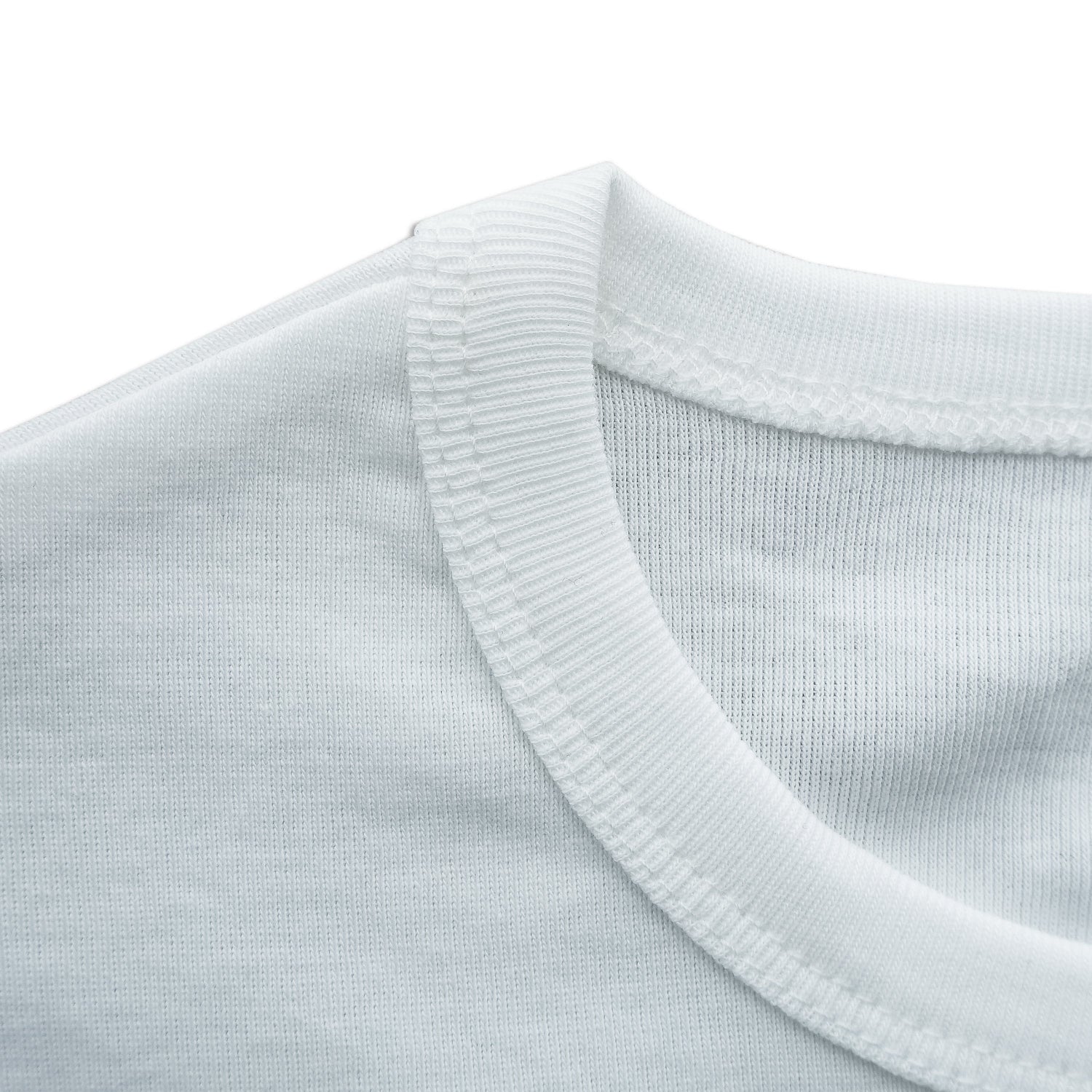 Close-up of a light blue fabric with a white trim on a white background