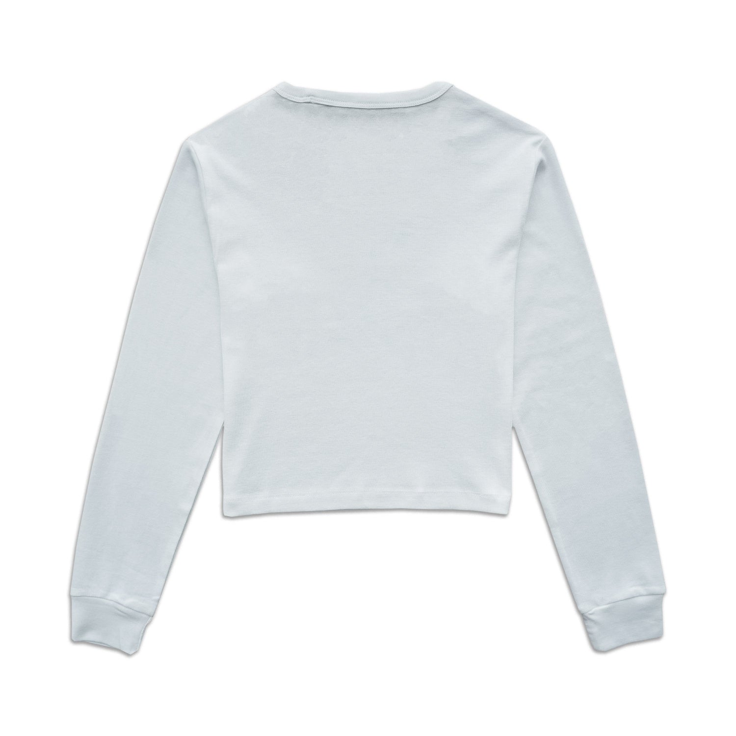 White long-sleeve crop top on a white background