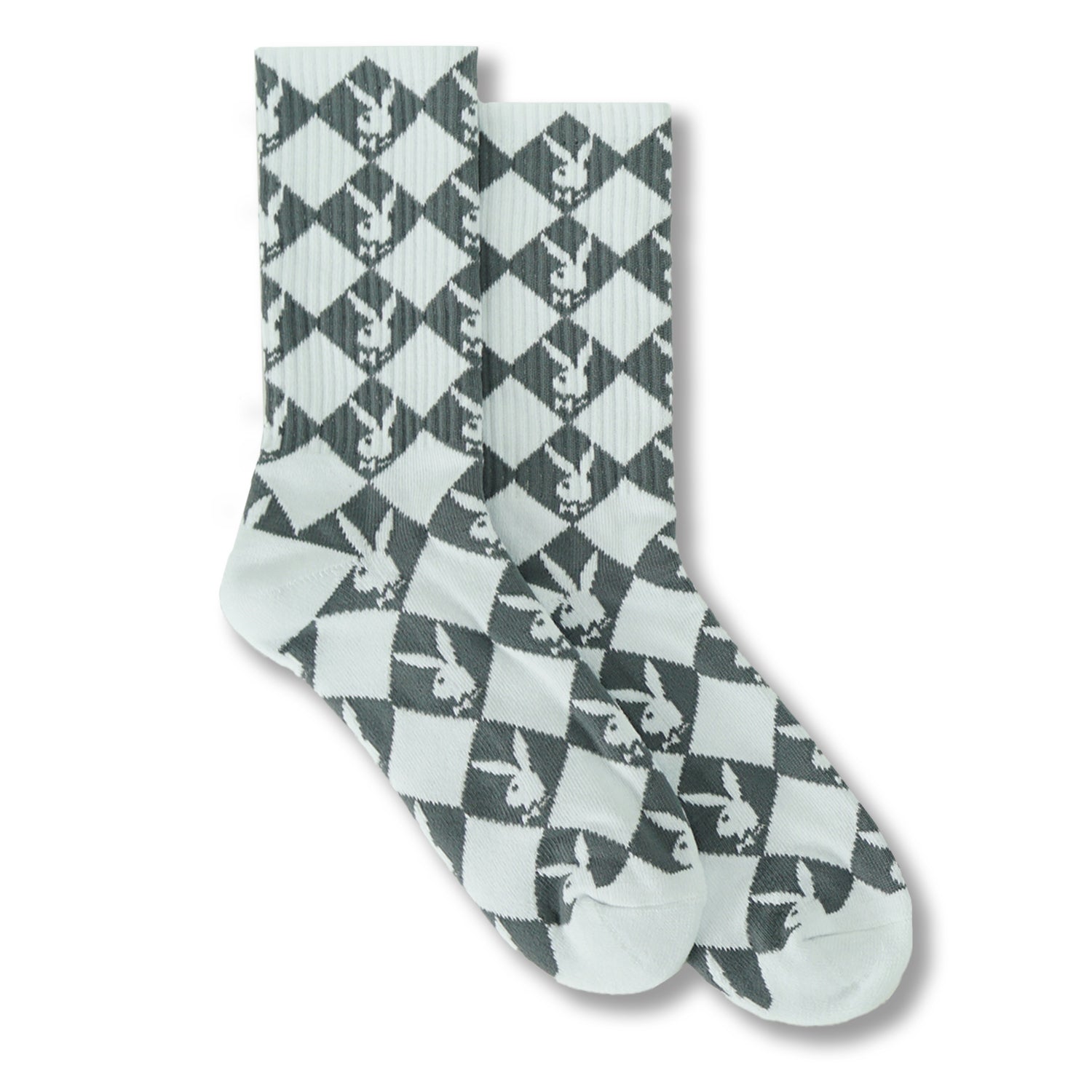 Rabbit Head Diamond Shape Pattern Crew Socks