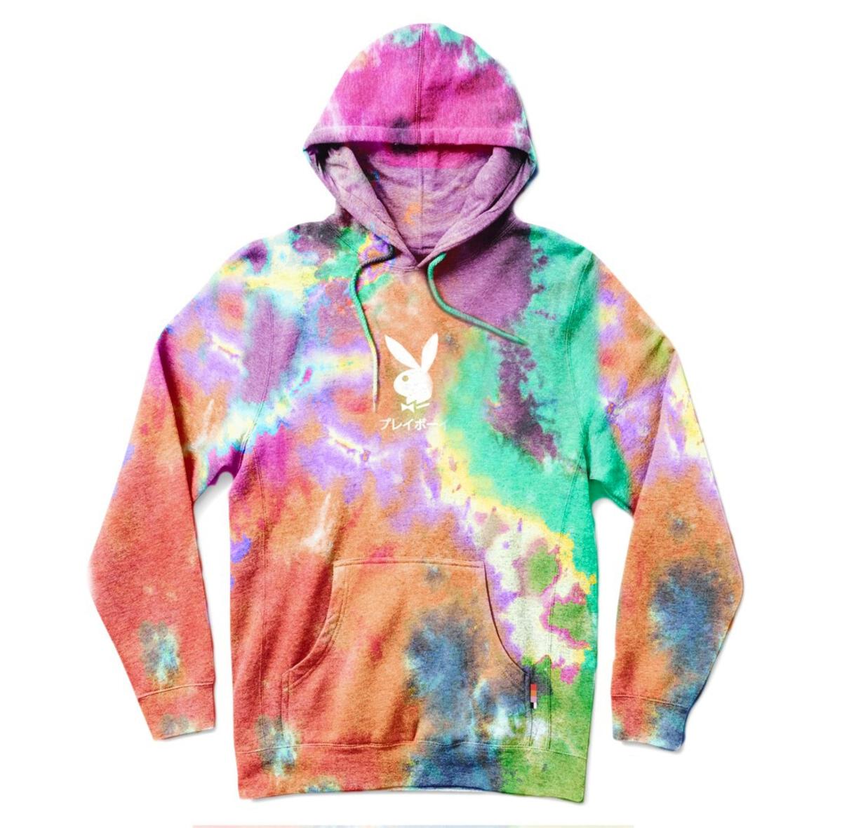 Blue tie dye playboy hoodie sale