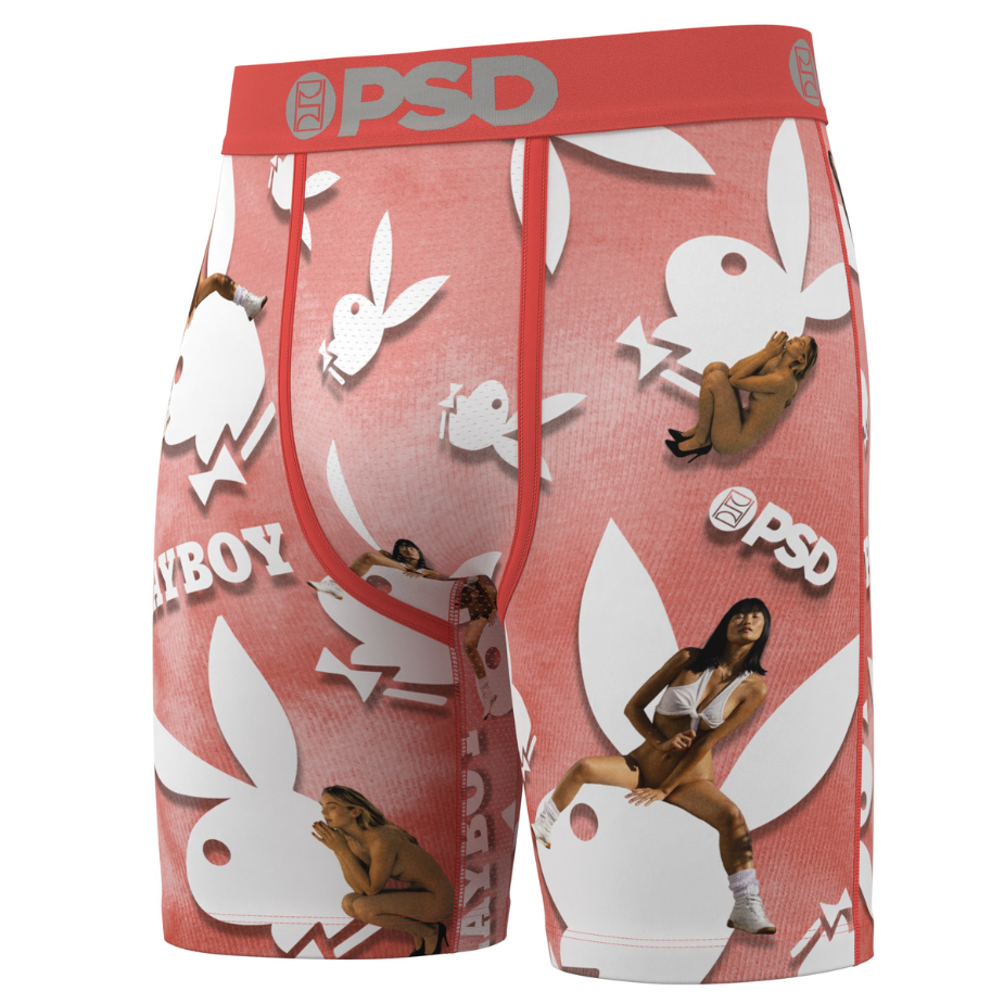 Playboy-themed men's underwear with rabbit ear design on a white background