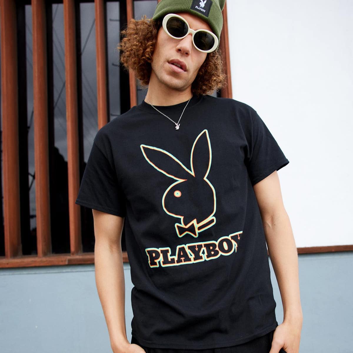 PRE LOVED - SUPREME PLAYBOY BLACK BUTTON UP SHIRT - Pleasures Core  embroidered-logo longsleeved T-shirt