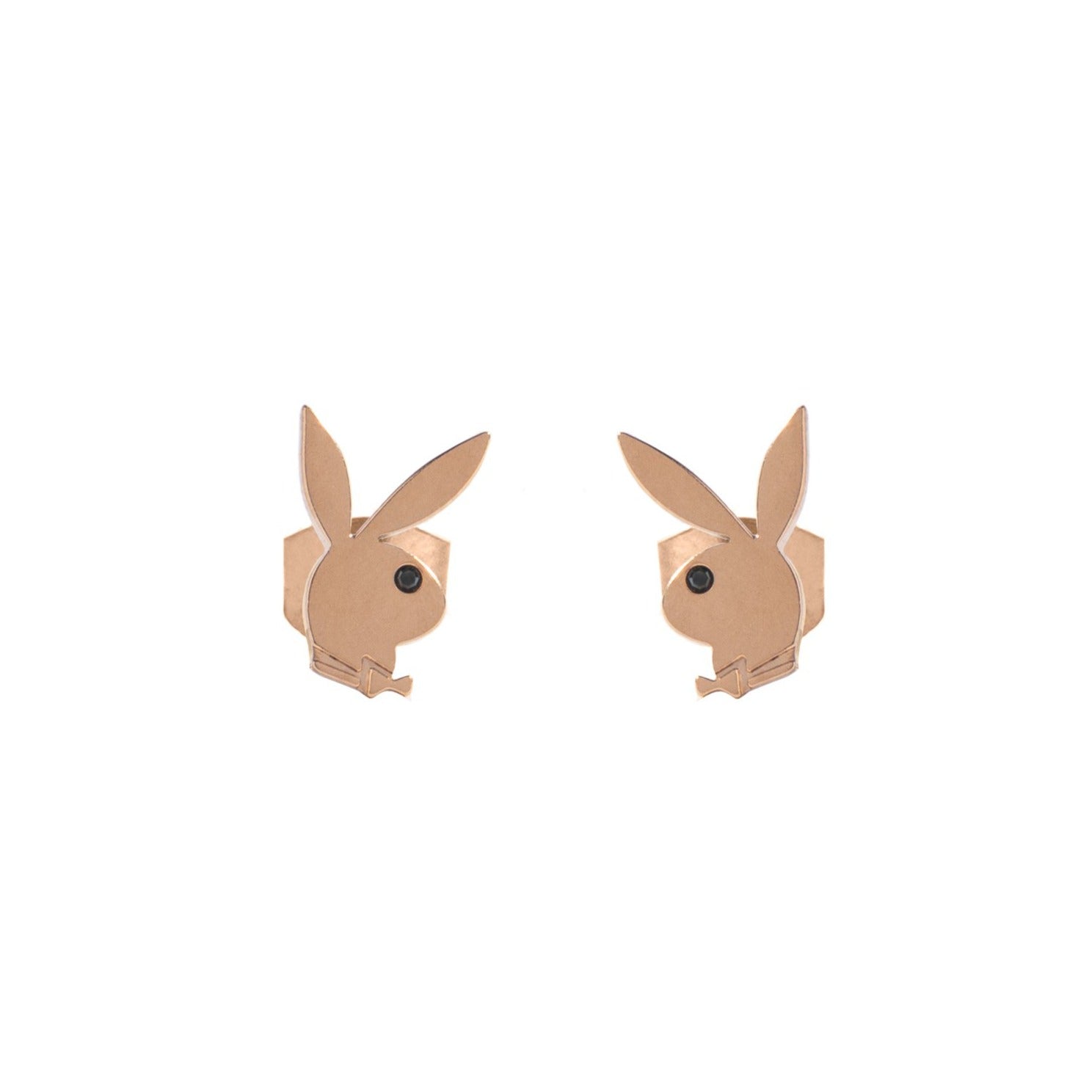 Rabbit Head Stud Earrings Rose Gold