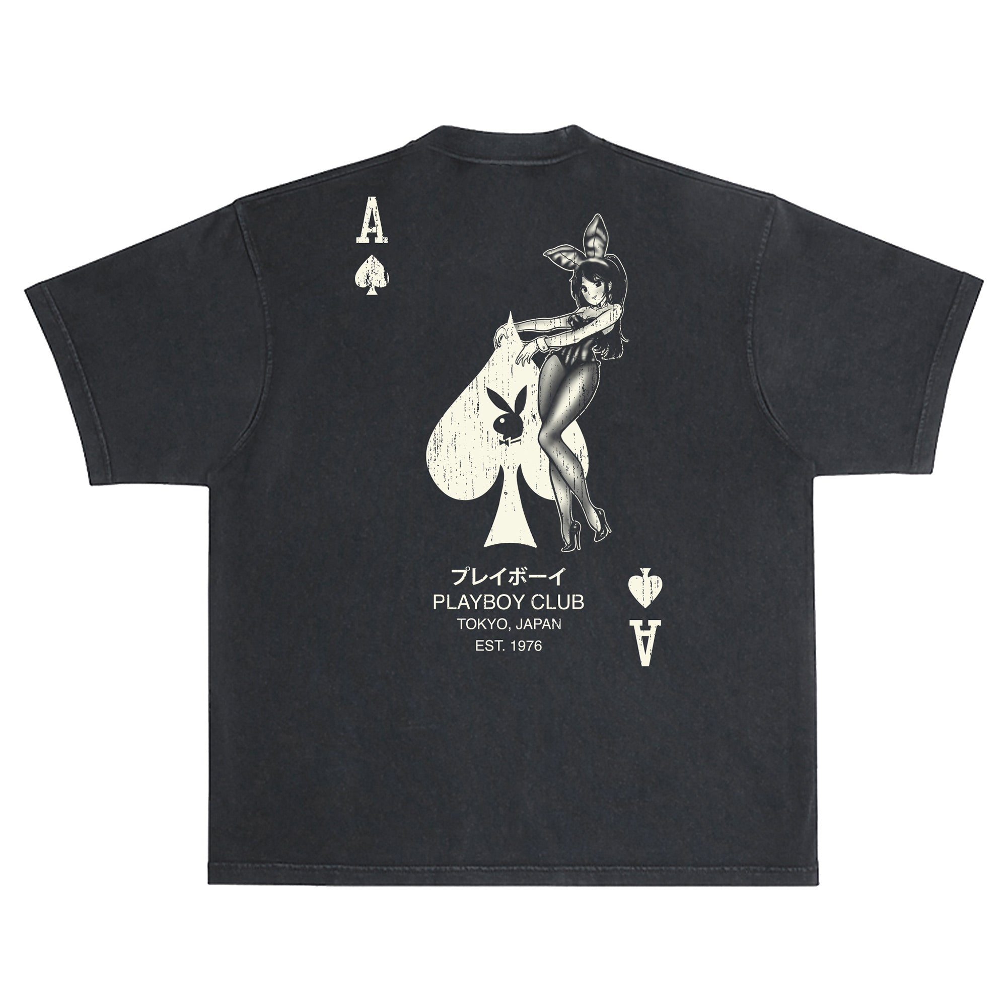 Ace Of Spades Distressed Boxy Tee - Playboy