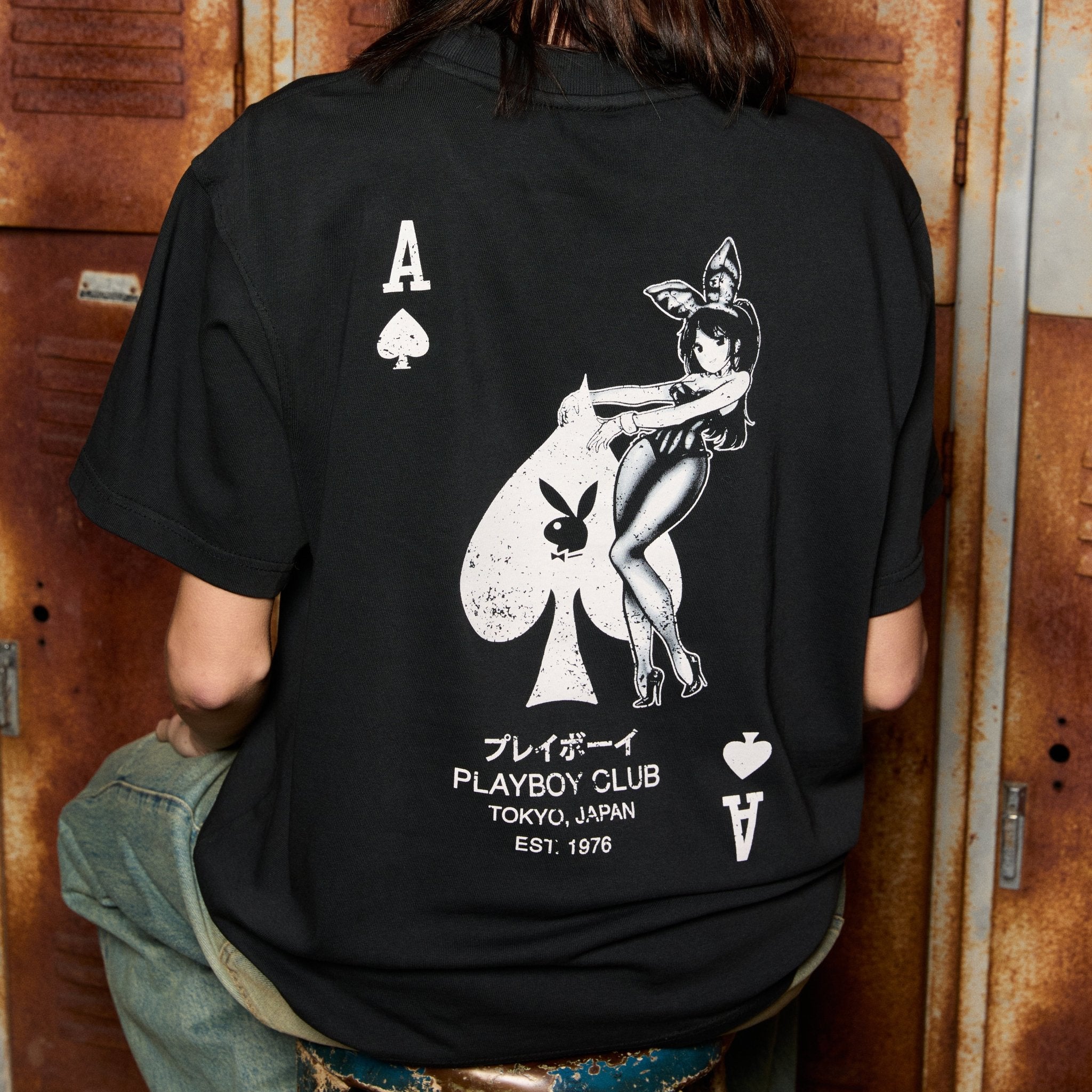 Ace Of Spades Distressed Boxy Tee - Playboy