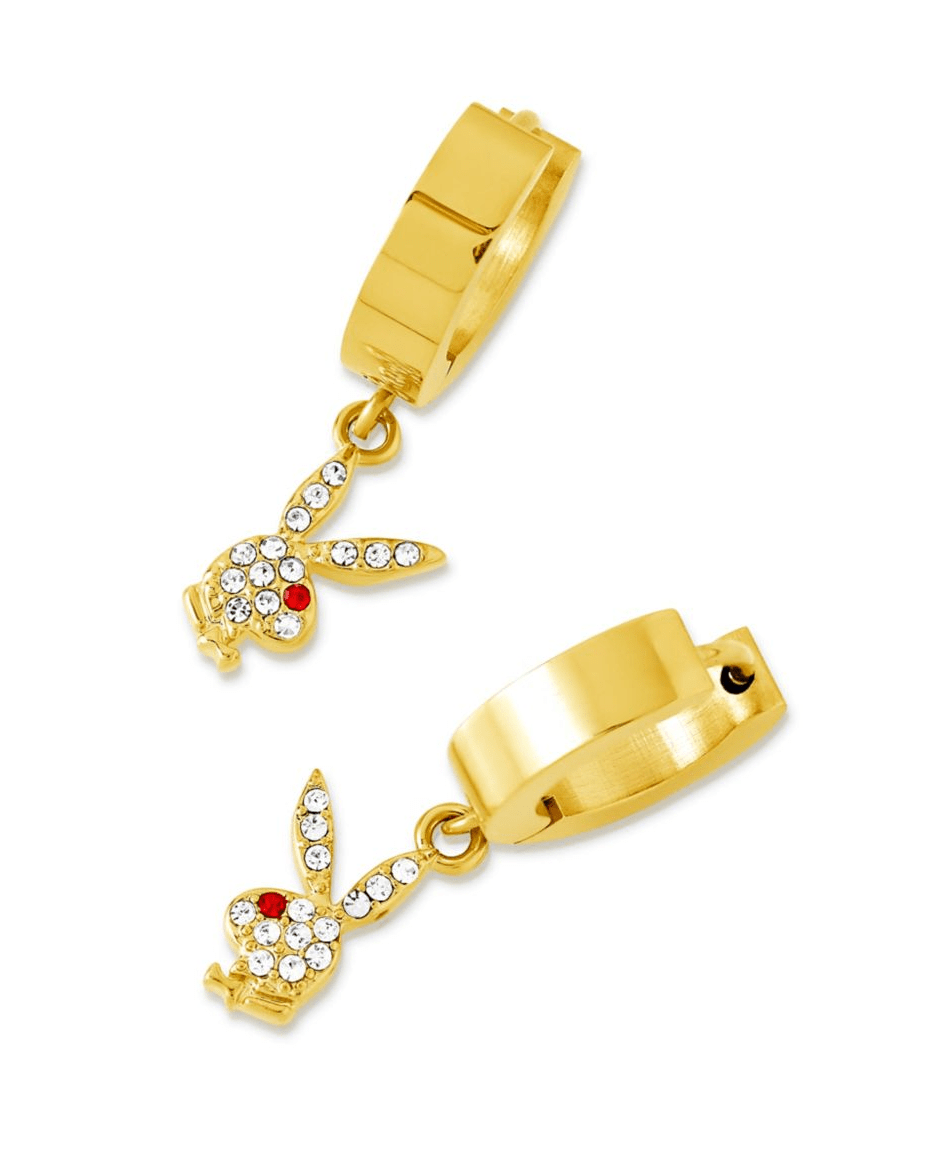 Bunny Huggie Hoop and Dangling Charm Earring - Playboy