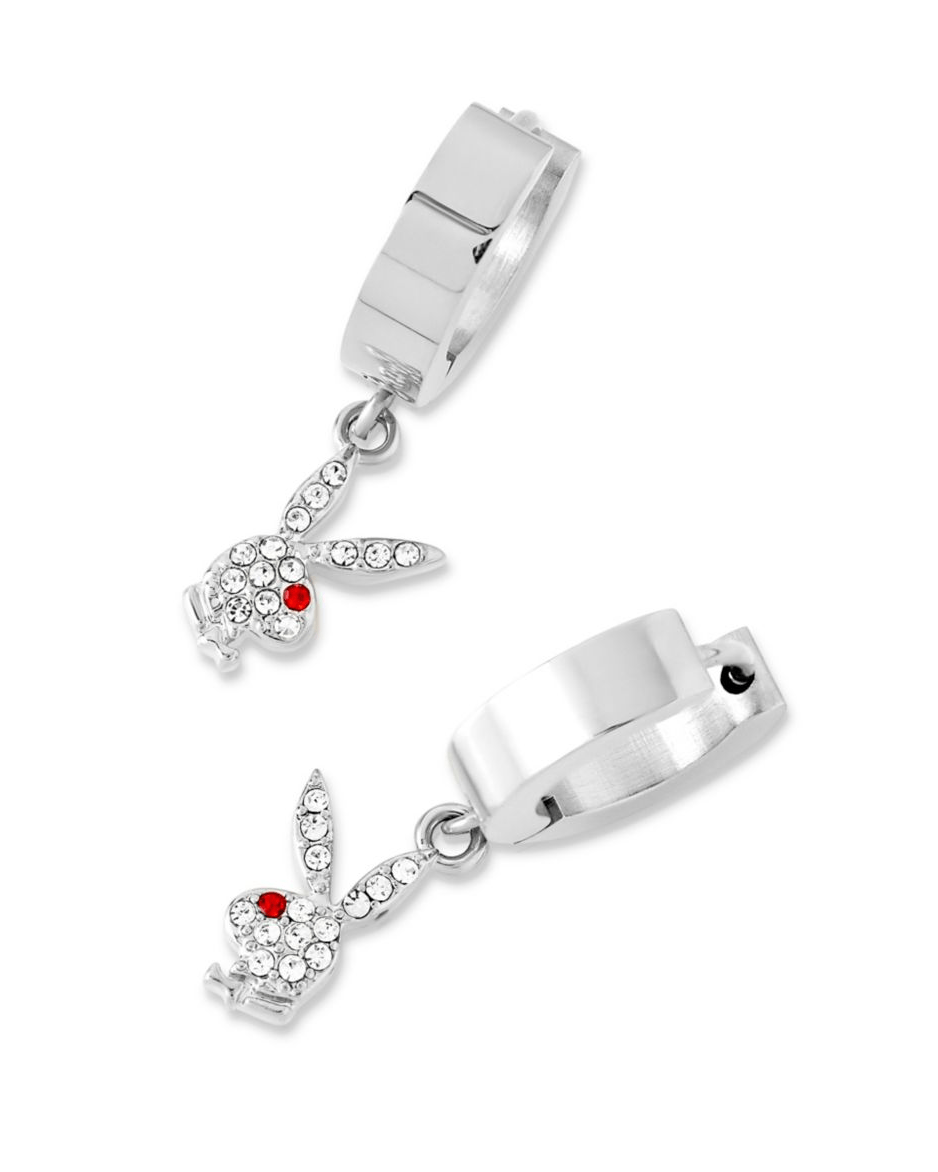 Bunny Huggie Hoop and Dangling Charm Earring - Playboy